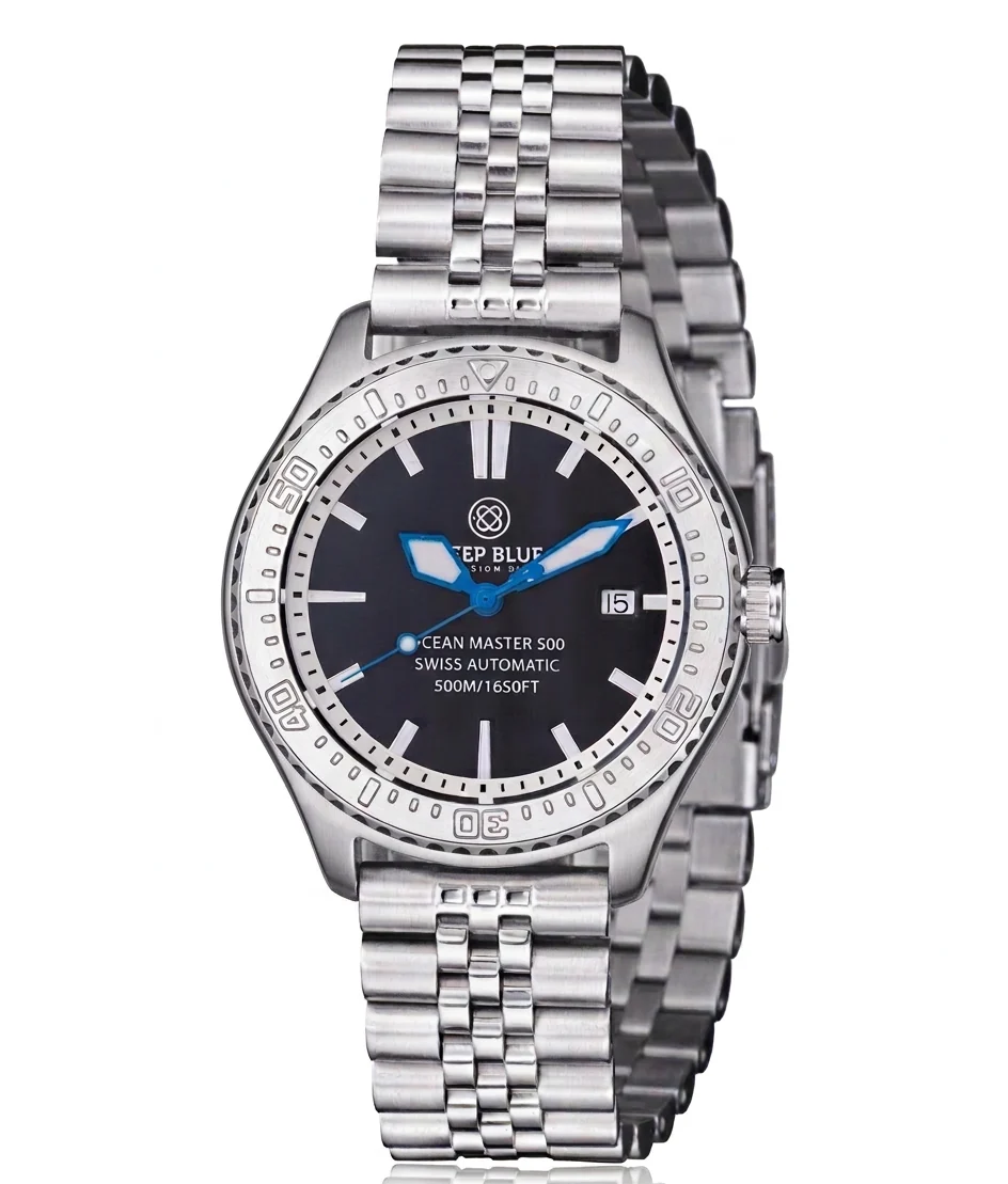 Deep Blue 40mm Ocean Master 500 Swiss Automatic Stick Marker Jubilee Bracelet - Image 2