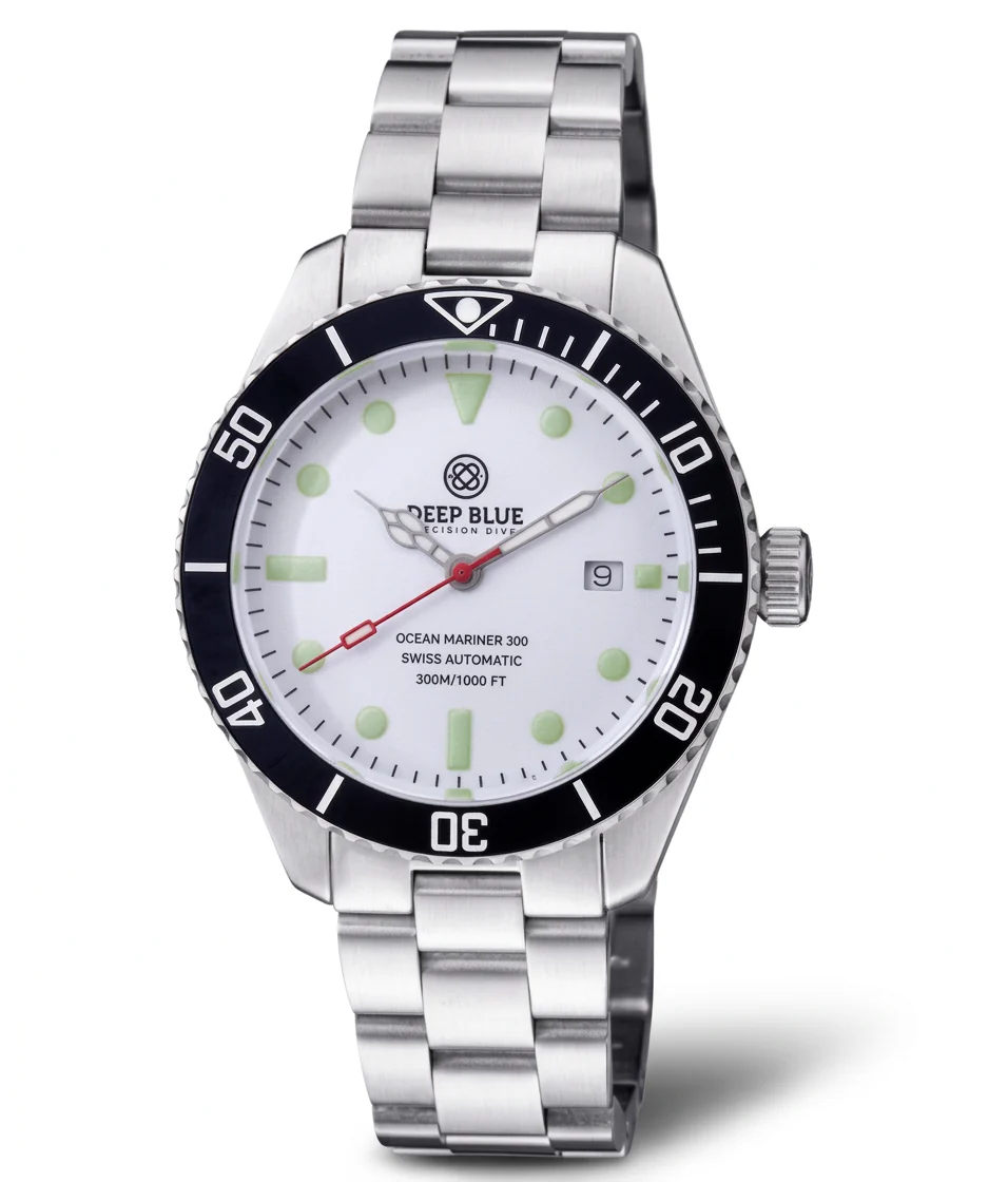 Deep Blue 42mm Ocean Mariner 300 Swiss Automatic Ceramic Lume Bezel Bracelet Watch - Image 2