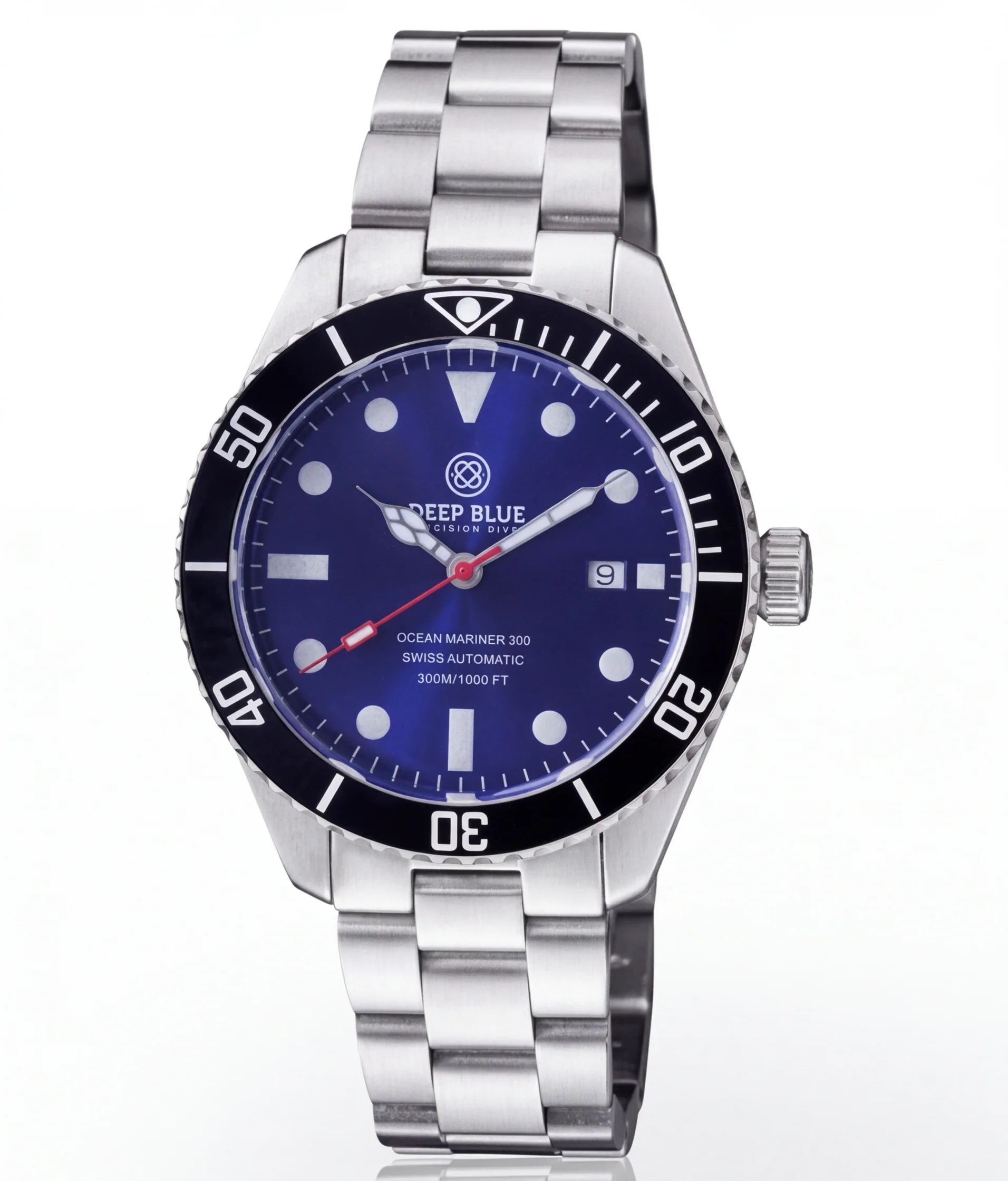 Deep Blue 42mm Ocean Mariner 300 Swiss Automatic Ceramic Lume Bezel Bracelet Watch - Image 3