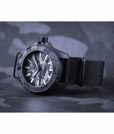 Deep Blue 44mm Daynight Stealth Ops Camo Automatic Poly Carbon Nylon Strap Watch - Image 3