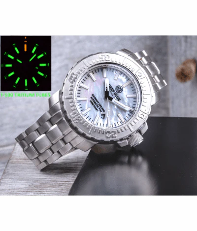 Deep Blue 46mm Daynight Ops Pro Automatic MOP Dial Tritium Bracelet Watch - Image 4