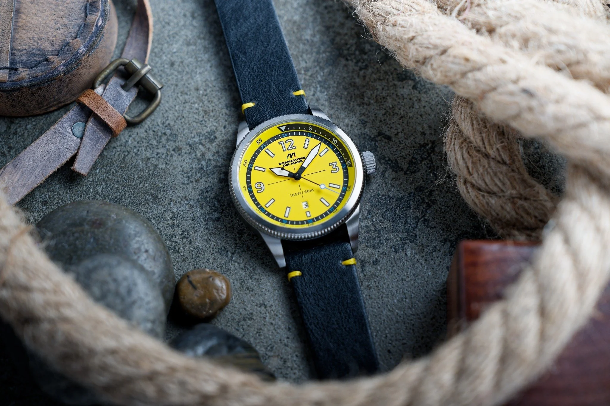 Dominatore Del Mare Men's 42mm Aviatore Quartz Leather Strap Watch - Image 6