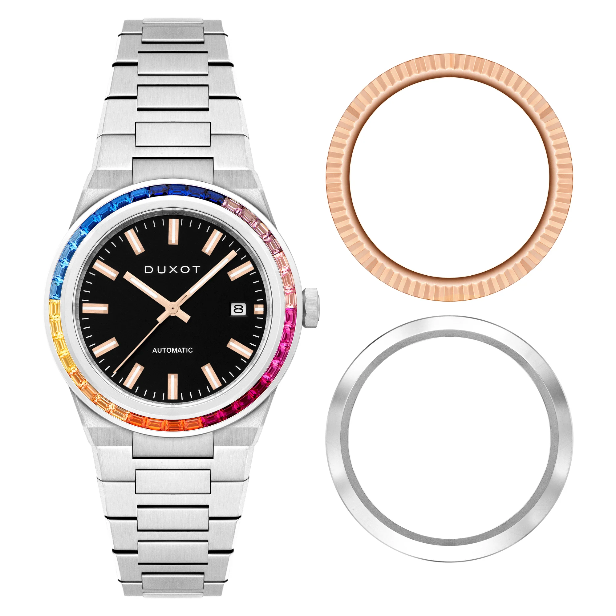 Duxot Men's 38mm Alicante Rainbow Automatic Interchangeable Bezel Bracelet Watch - Image 4