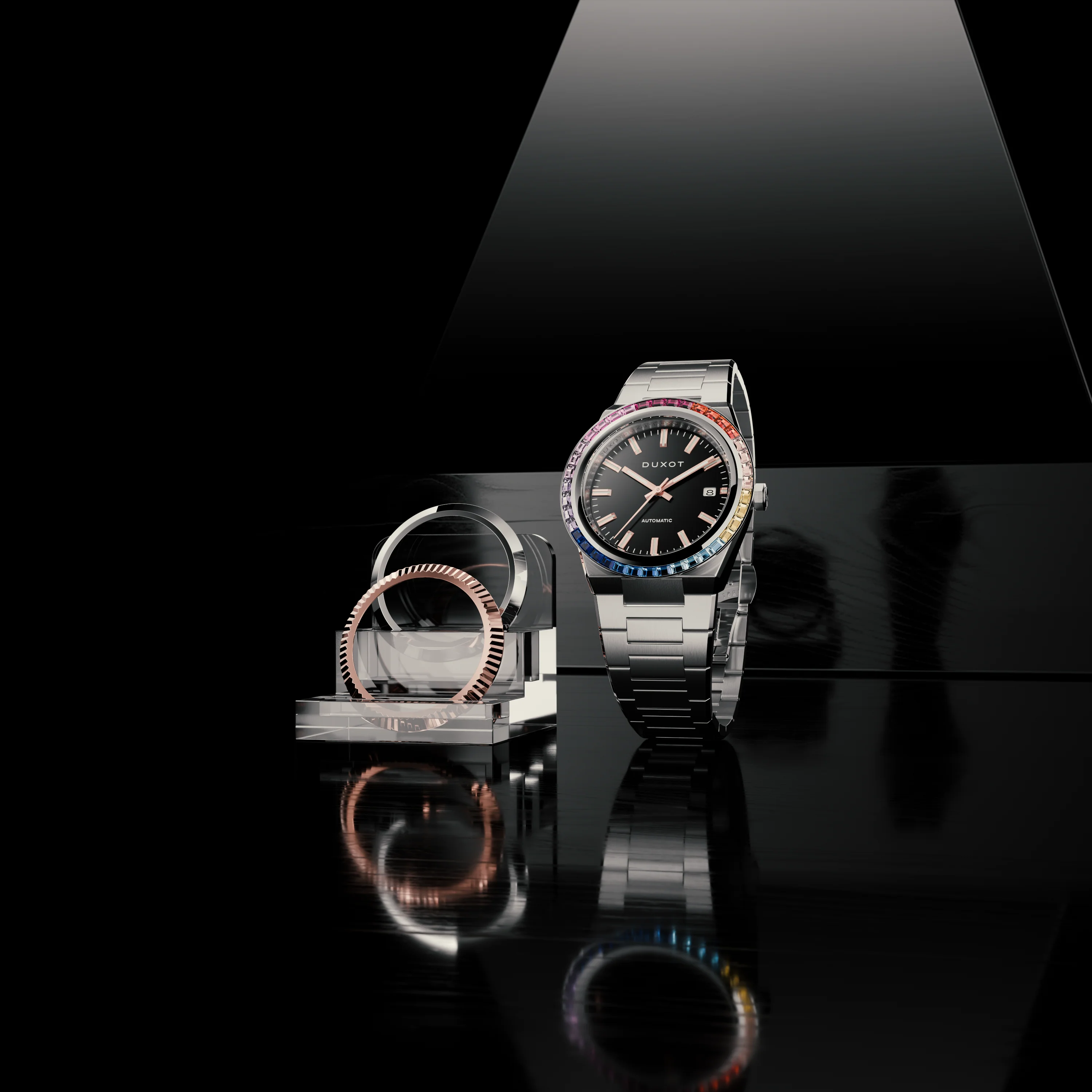 Duxot Men's 38mm Alicante Rainbow Automatic Interchangeable Bezel Bracelet Watch - Image 8