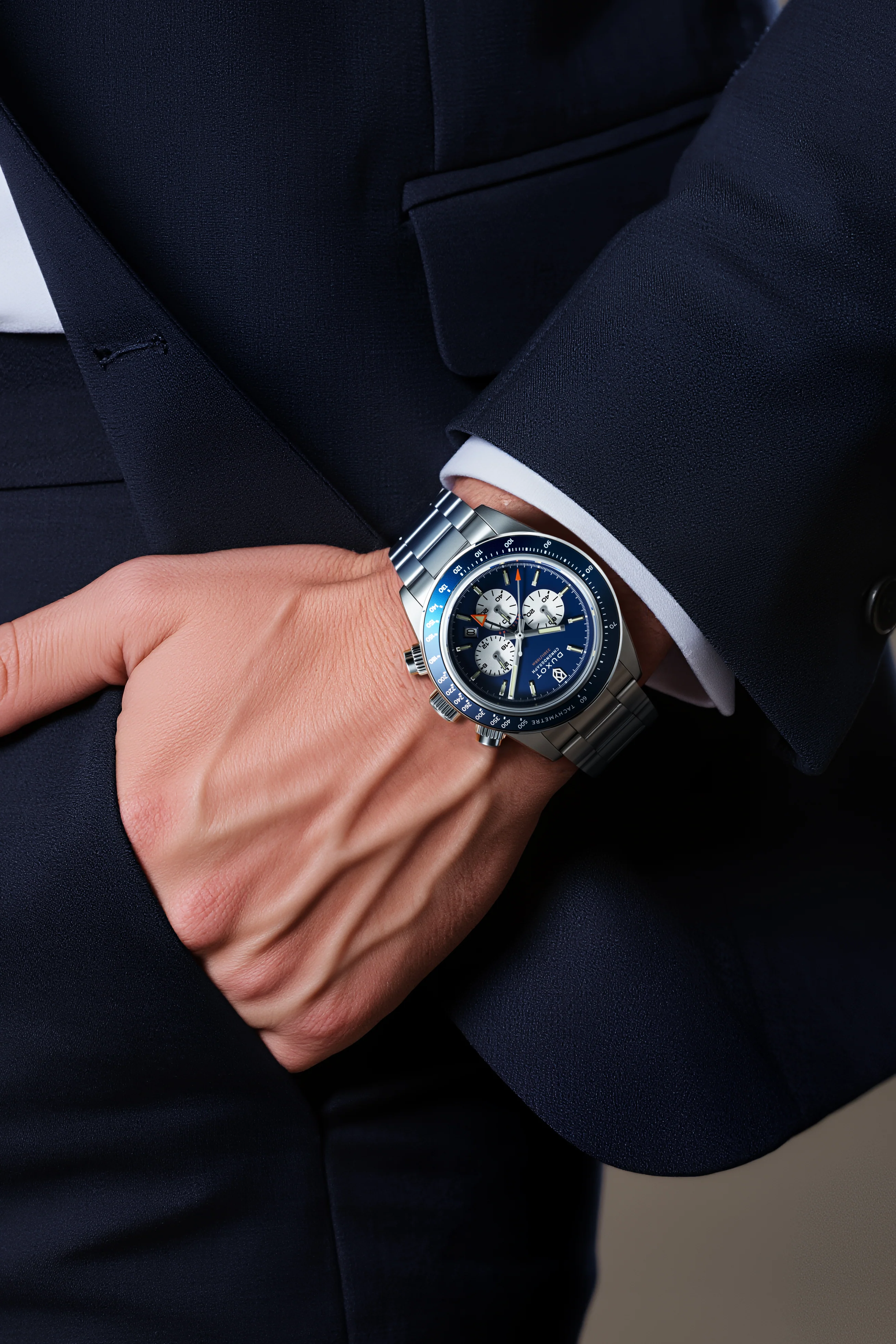 Duxot Men's 39mm Vitesse Quartz Chronograph Dual Time Bracelet Watch - Image 8