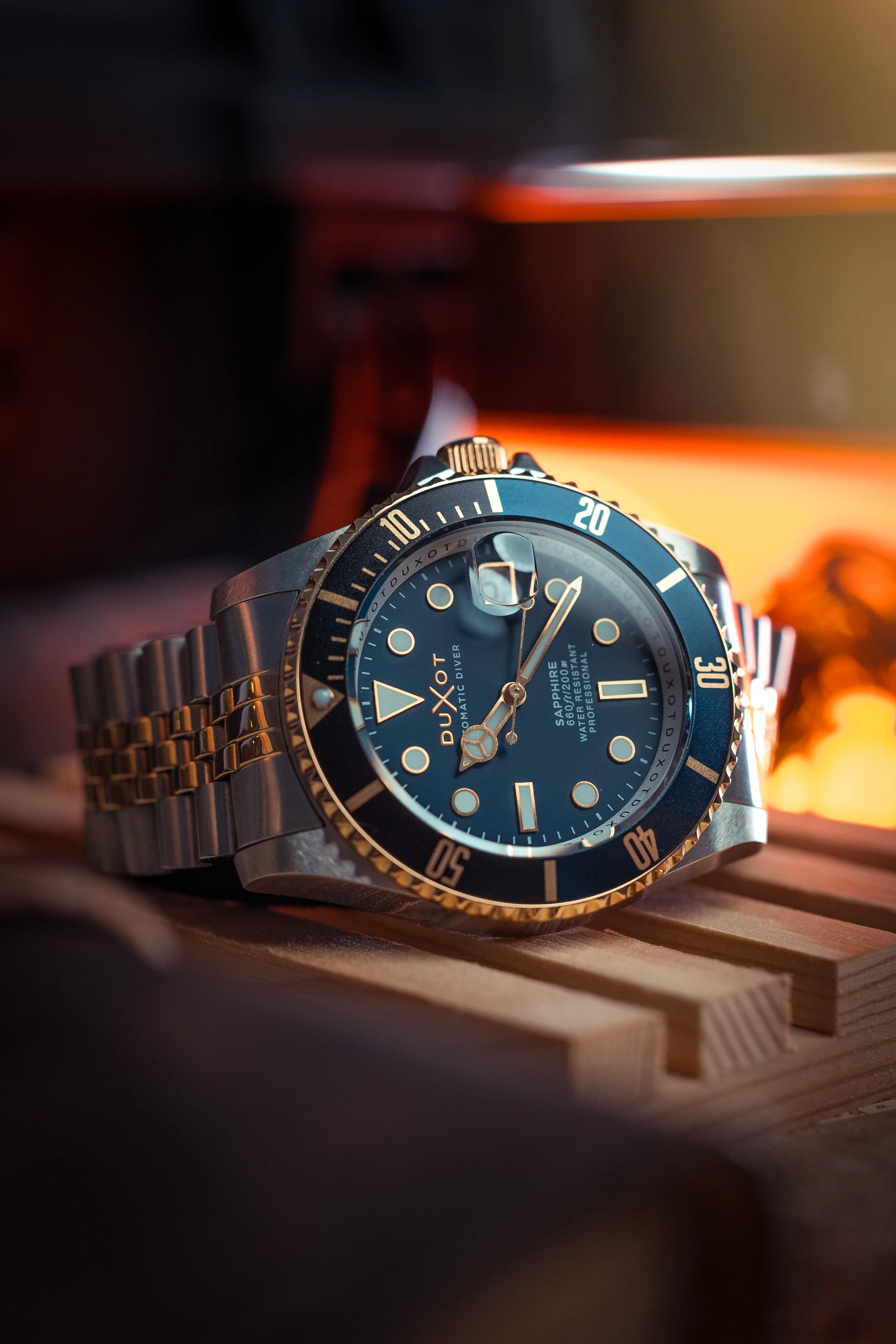 Duxot Men's 42mm Atlantica Diver Automatic Two-Tone Bracelet Watch - Image 5