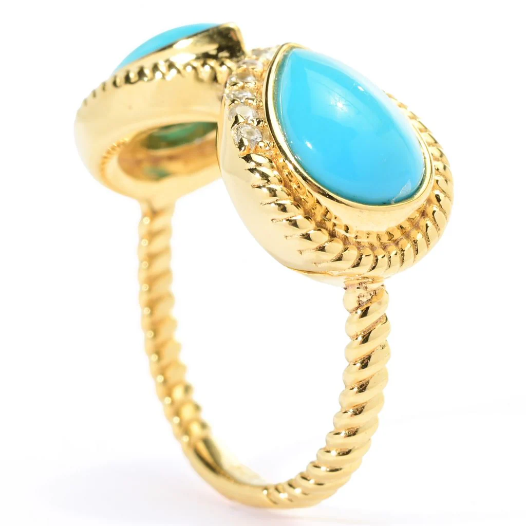 18K Gold Plated Sleeping Beauty Turquoise Infinity Braided Ring - Image 2
