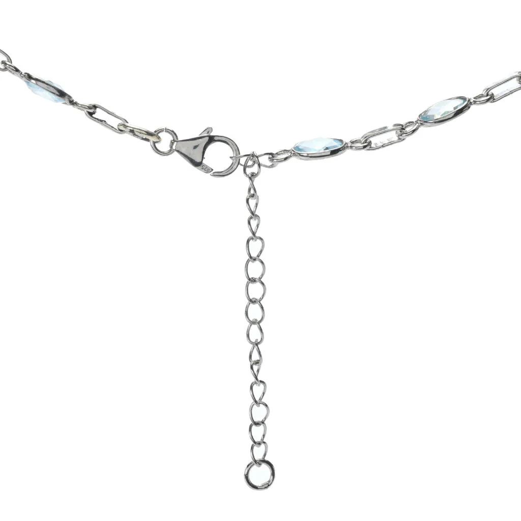 Platinum Plated 7x5mm African Amethyst 18" Station Necklace - Image 2