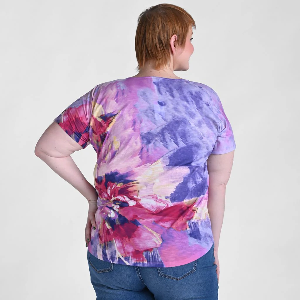 Christopher & Banks Embellished Floral Print Dolman Sleeve Tee - Image 6