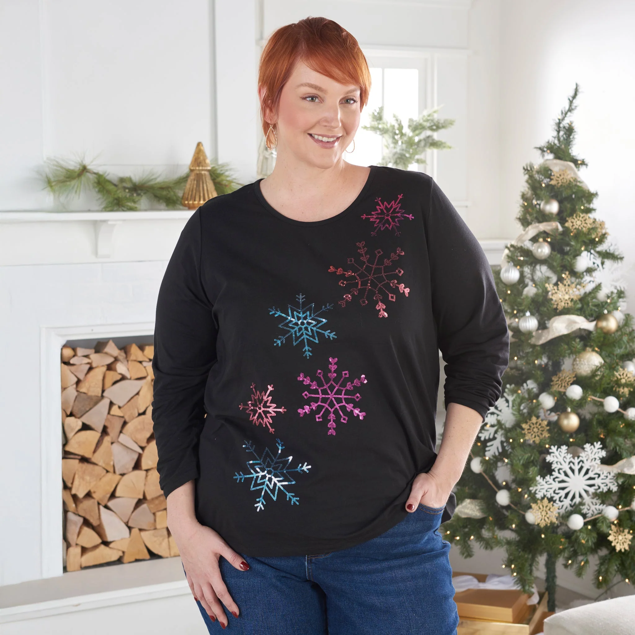 Christopher & Banks Embellished Snowflake Tee - Image 2