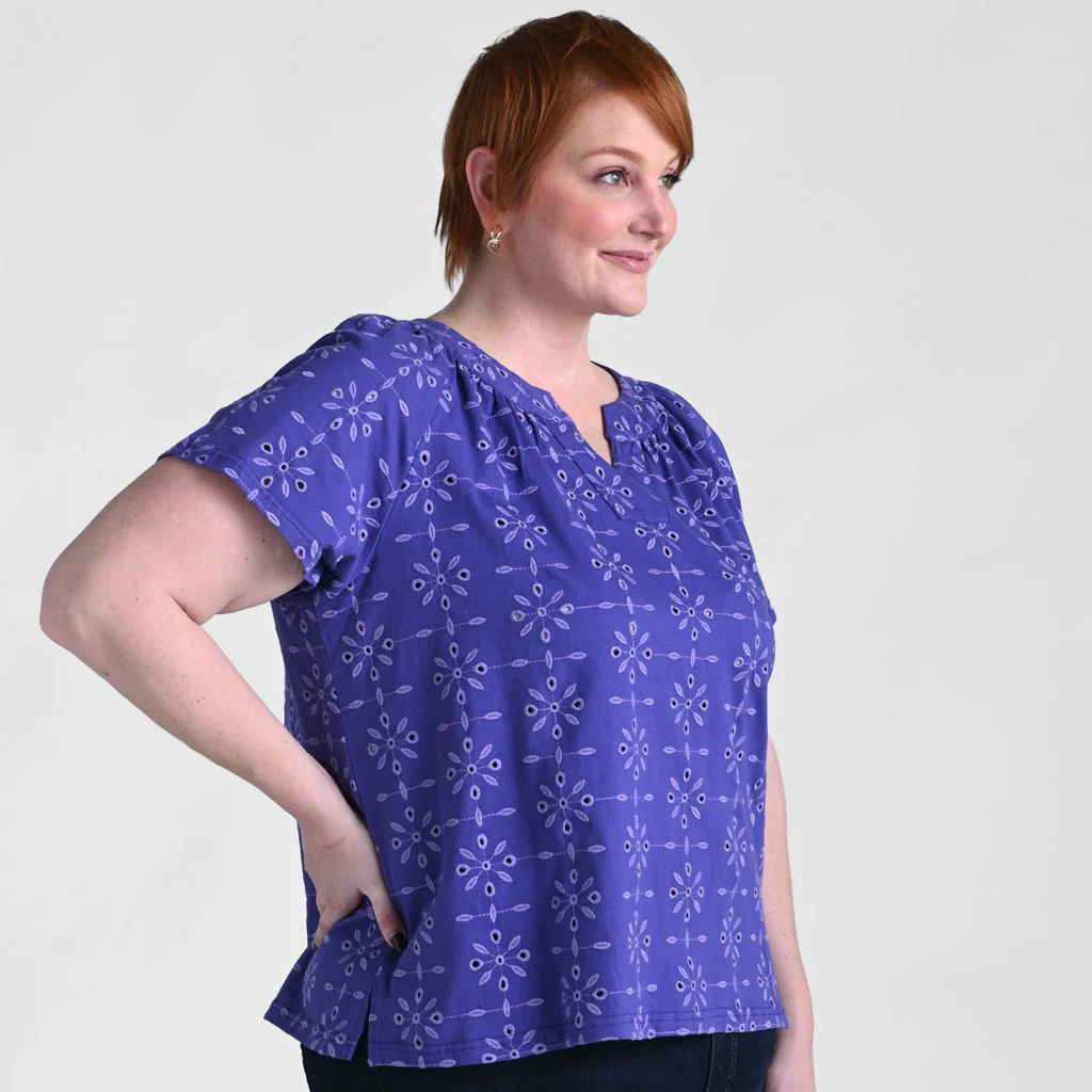 Christopher & Banks Embroidered Eyelet Notch Neck Top - Image 11
