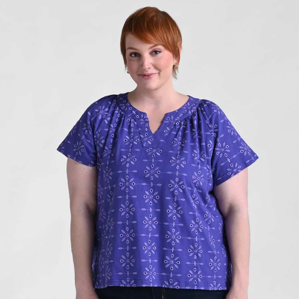 Christopher & Banks Embroidered Eyelet Notch Neck Top - Image 8
