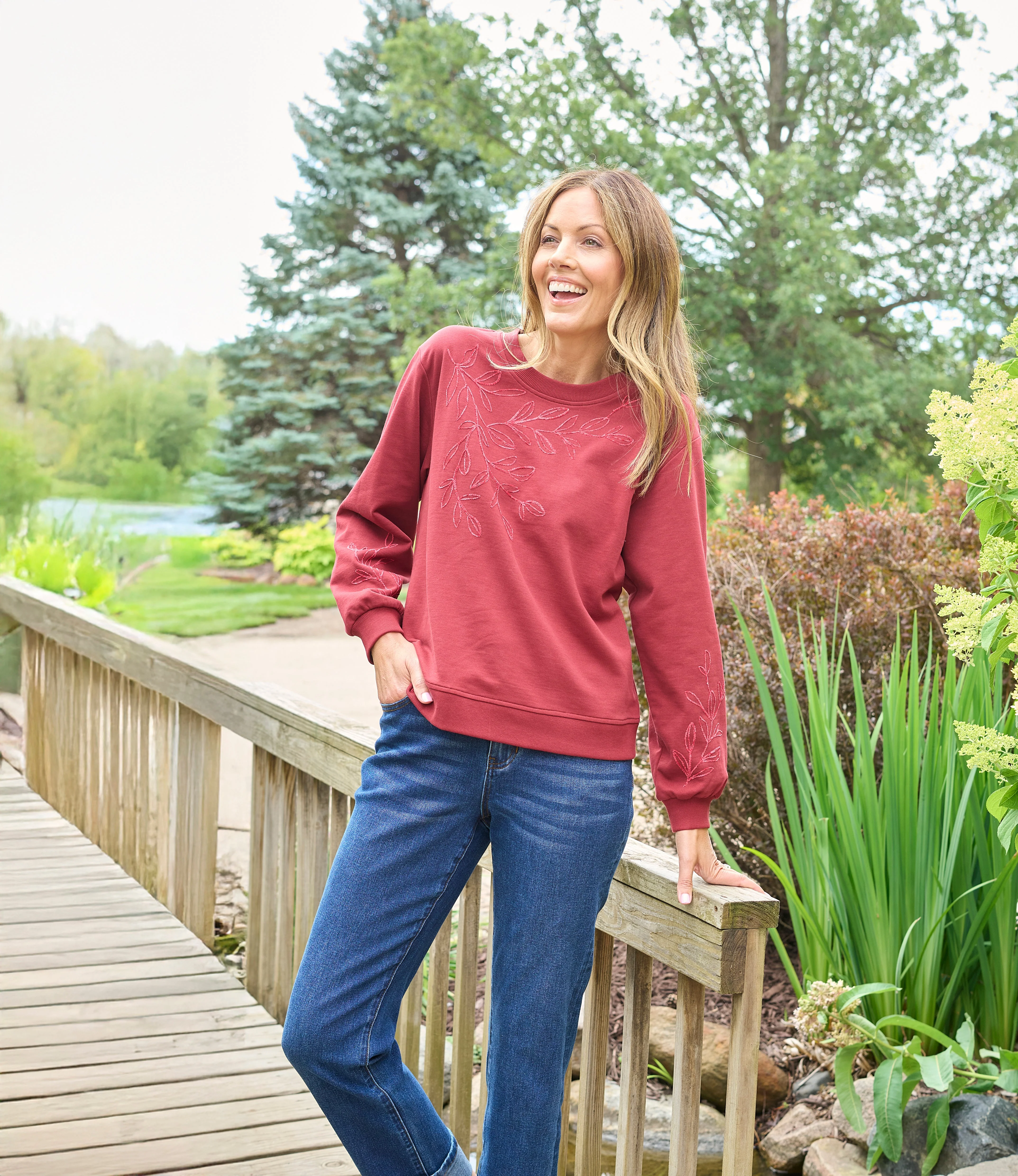 Christopher & Banks Embroidered French Terry Sweatshirt - Image 2