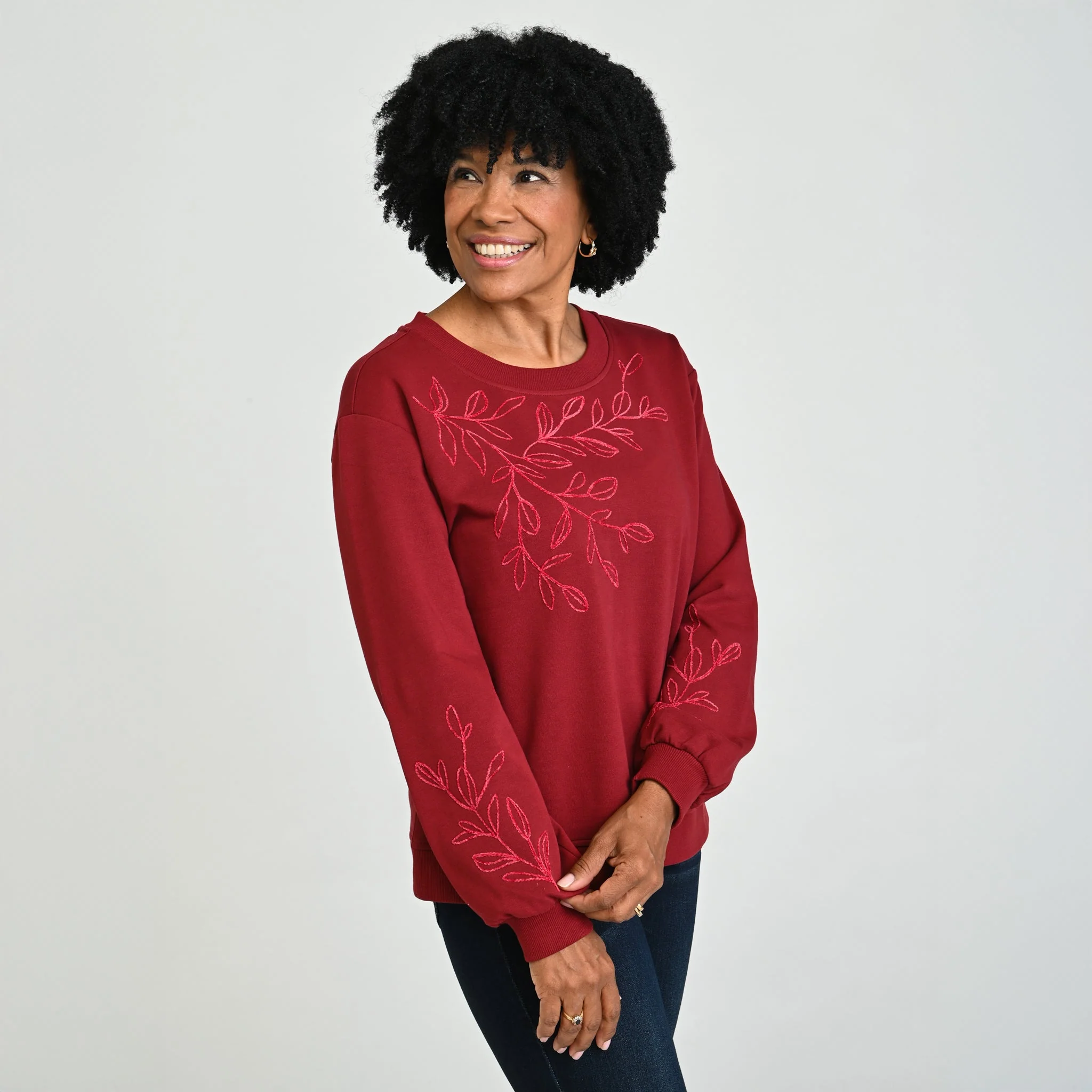 Christopher & Banks Embroidered French Terry Sweatshirt - Image 4