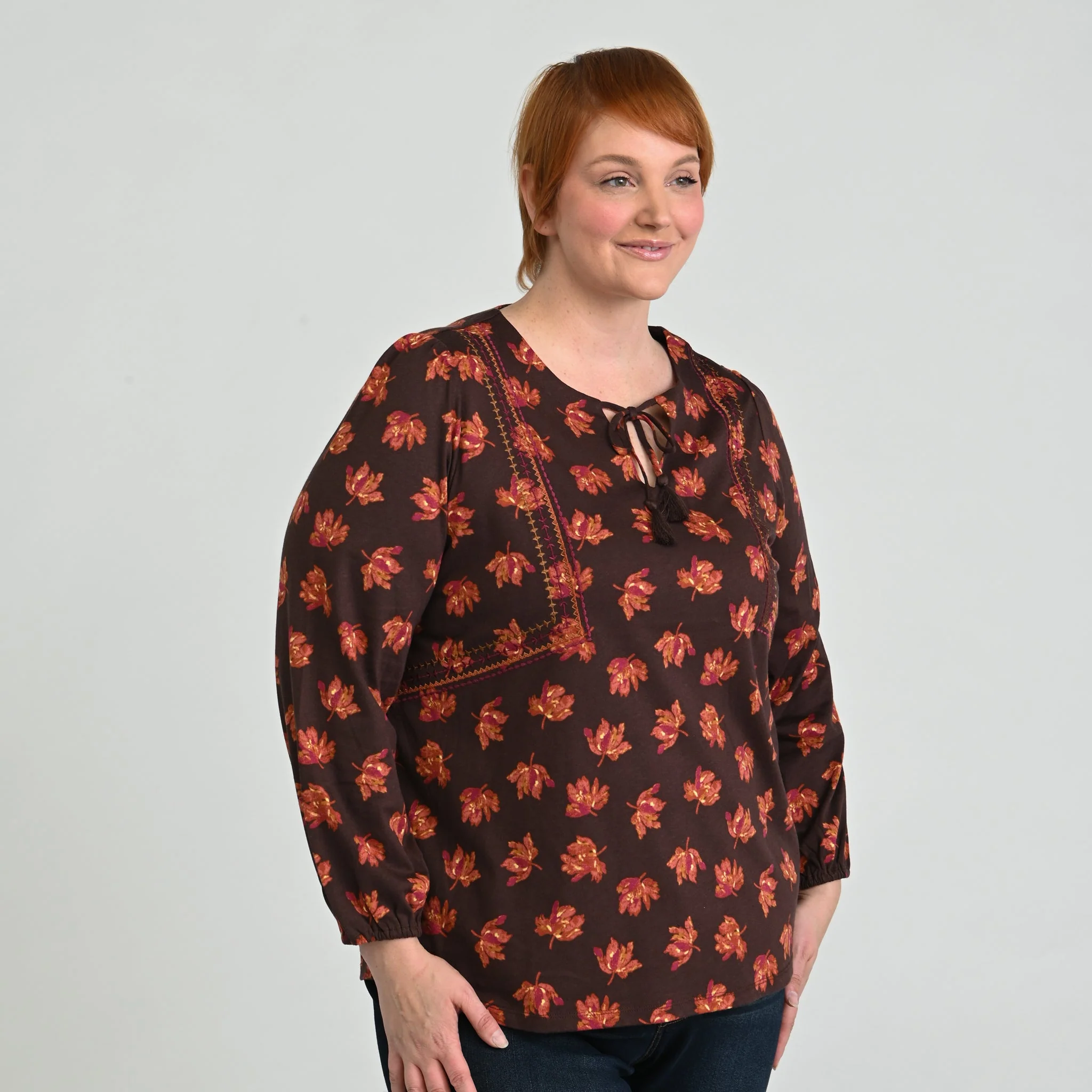 Christopher & Banks Embroidered Tie Neck Peasant Top - Image 11