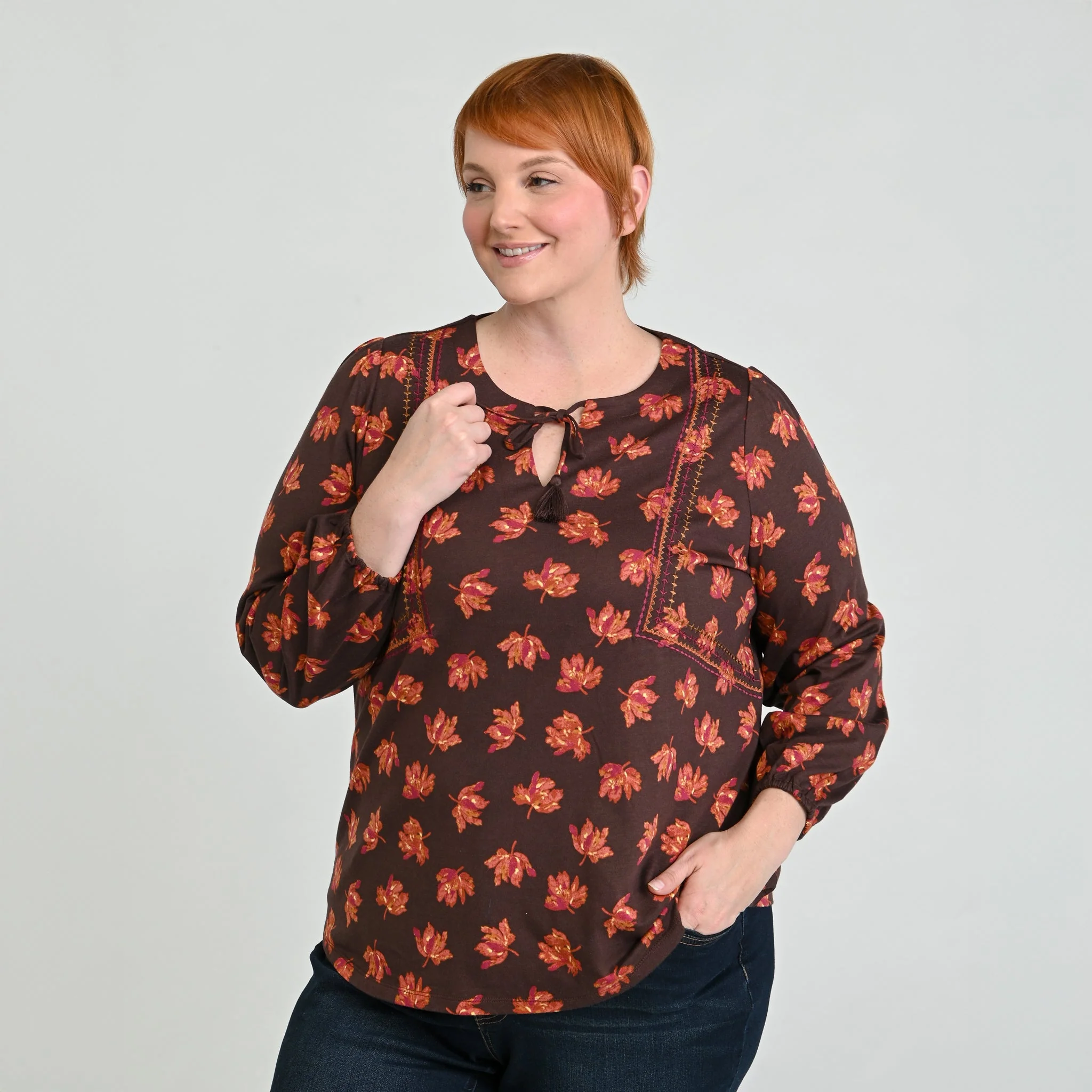 Christopher & Banks Embroidered Tie Neck Peasant Top - Image 12