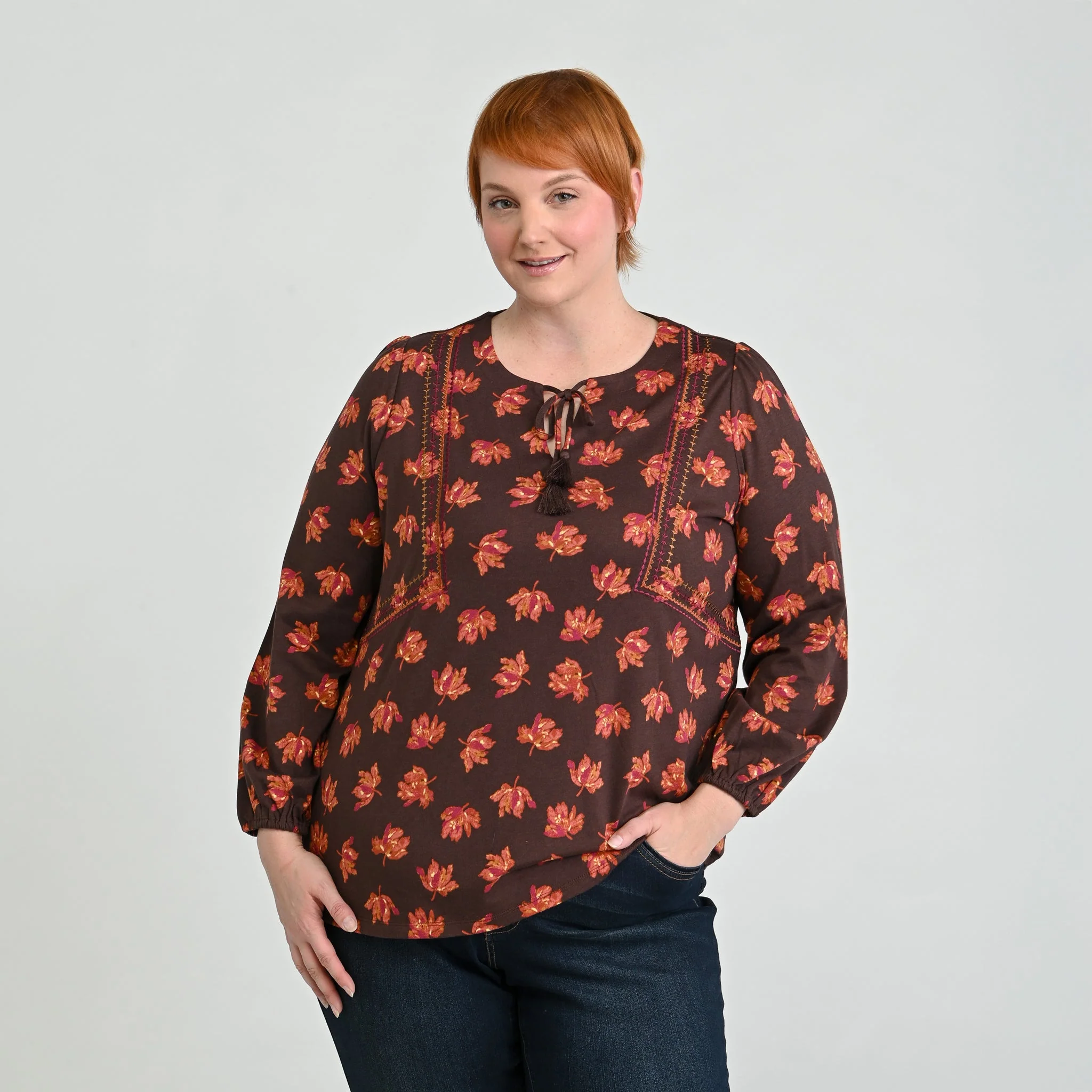 Christopher & Banks Embroidered Tie Neck Peasant Top - Image 9