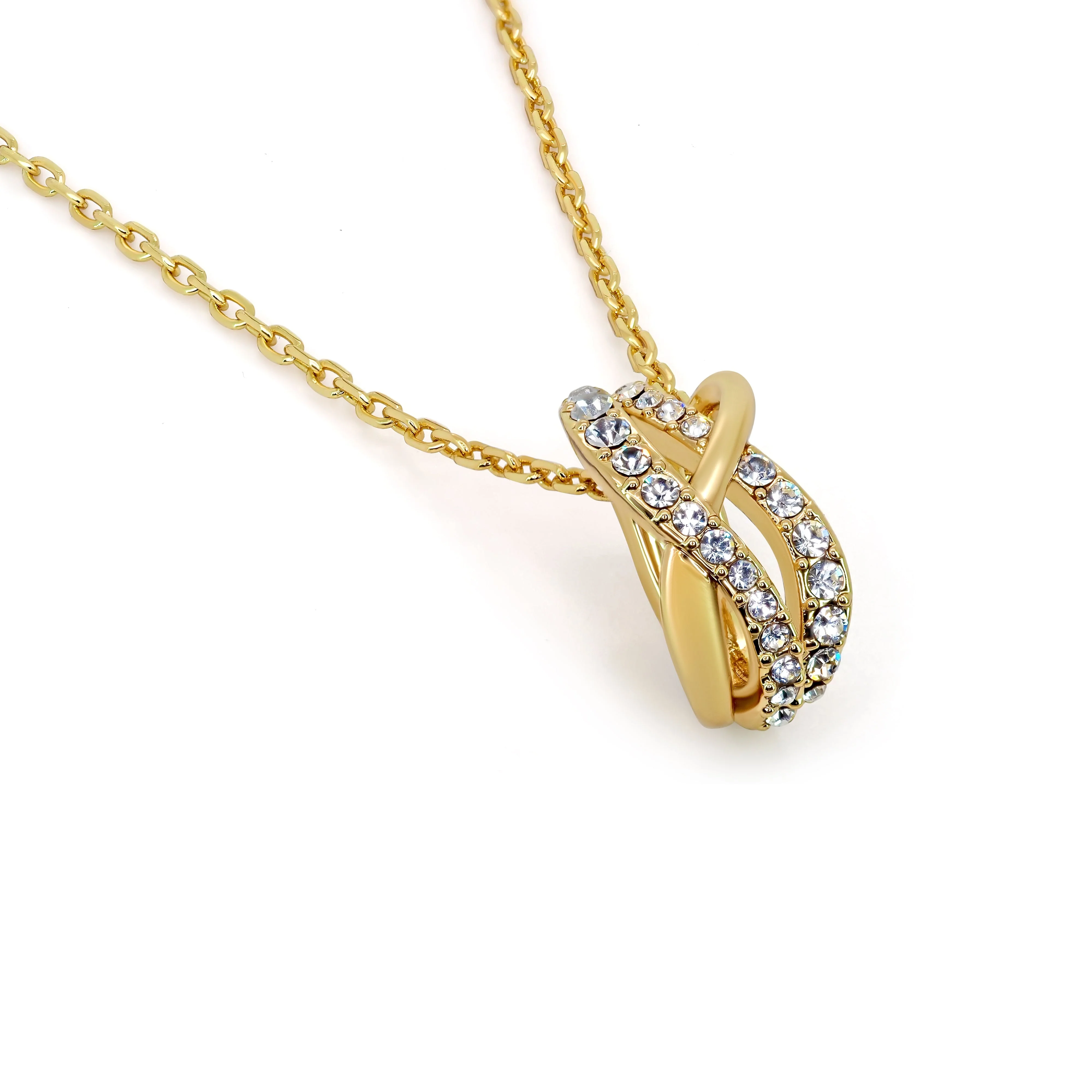 TRYNDI 18K Gold Plated "Eternal Knot" Swarovski Crystal Accented Necklace - Image 2