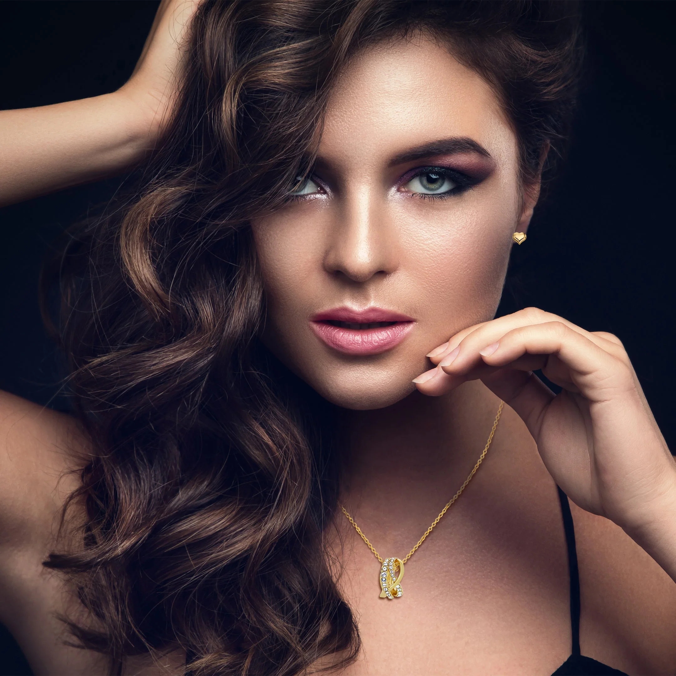 TRYNDI 18K Gold Plated "Eternal Knot" Swarovski Crystal Accented Necklace - Image 5
