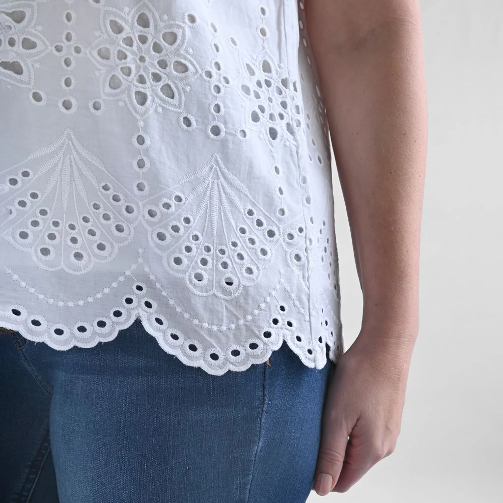 Christopher & Banks Eyelet Tie Neck Sleeveless Blouse - Image 4