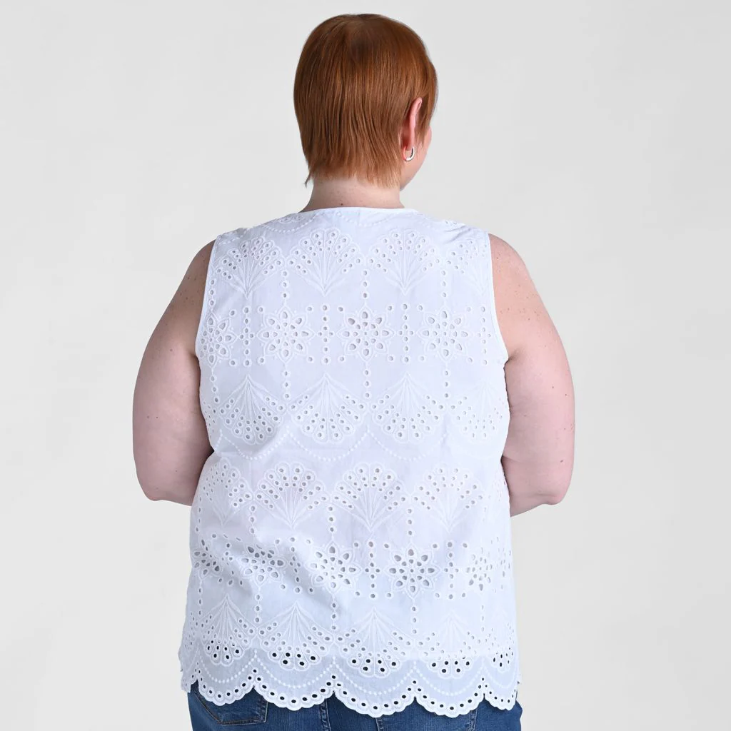 Christopher & Banks Eyelet Tie Neck Sleeveless Blouse - Image 6