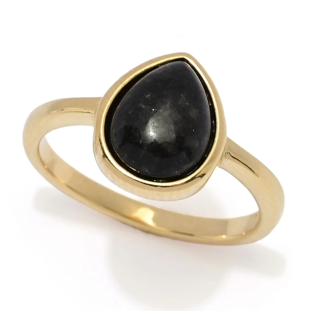 Far East Jewelry 14K Gold Plated Choice of Shape & Color Jade Stack Ring - Image 2