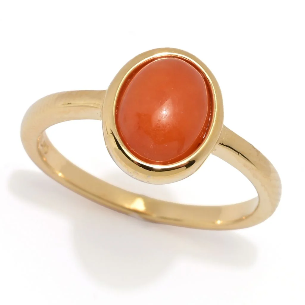 Far East Jewelry 14K Gold Plated Choice of Shape & Color Jade Stack Ring - Image 3