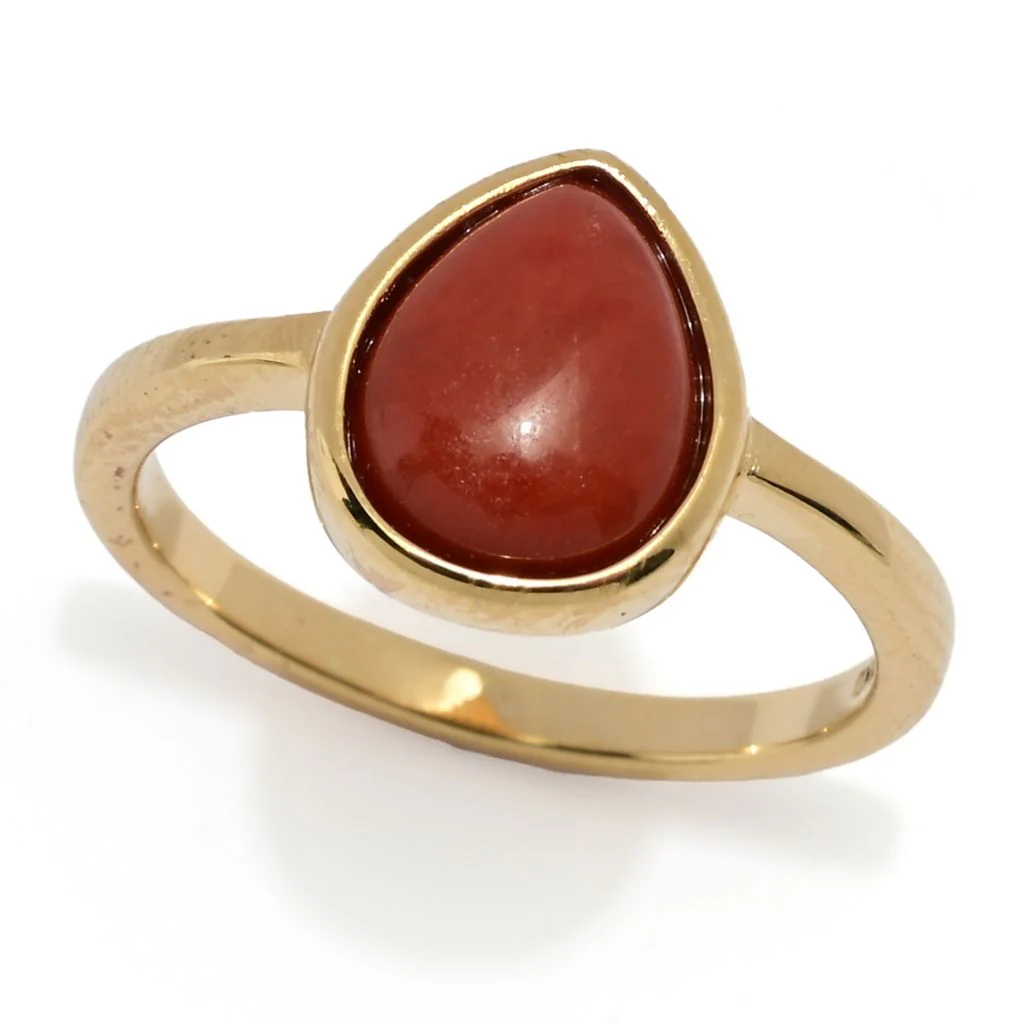 Far East Jewelry 14K Gold Plated Choice of Shape & Color Jade Stack Ring - Image 4