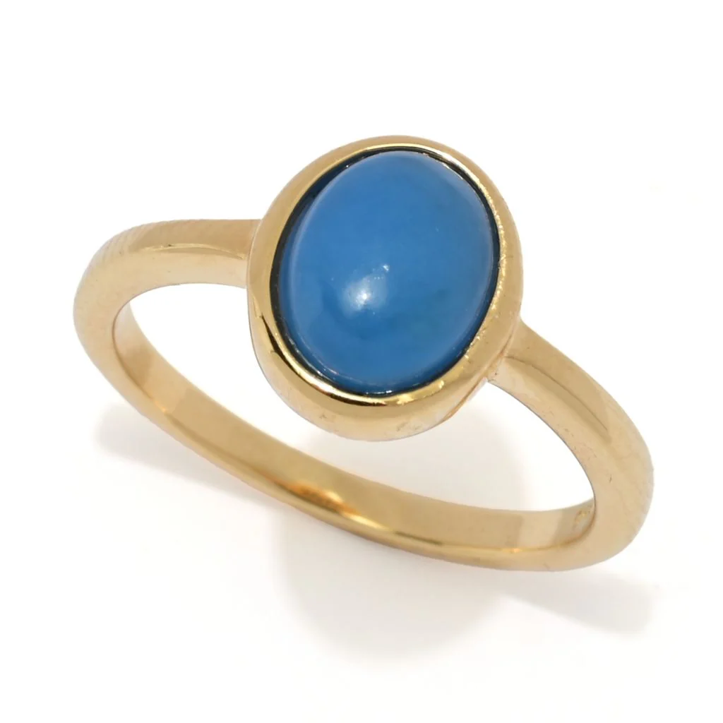 Far East Jewelry 14K Gold Plated Choice of Shape & Color Jade Stack Ring - Image 5