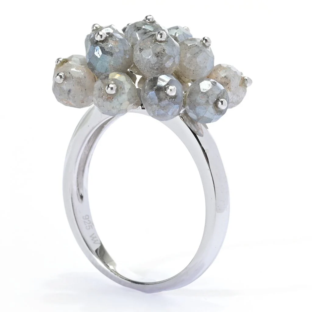Far East Jewelry Sterling Silver 5mm Round Labradorite Bead Ring - Image 2
