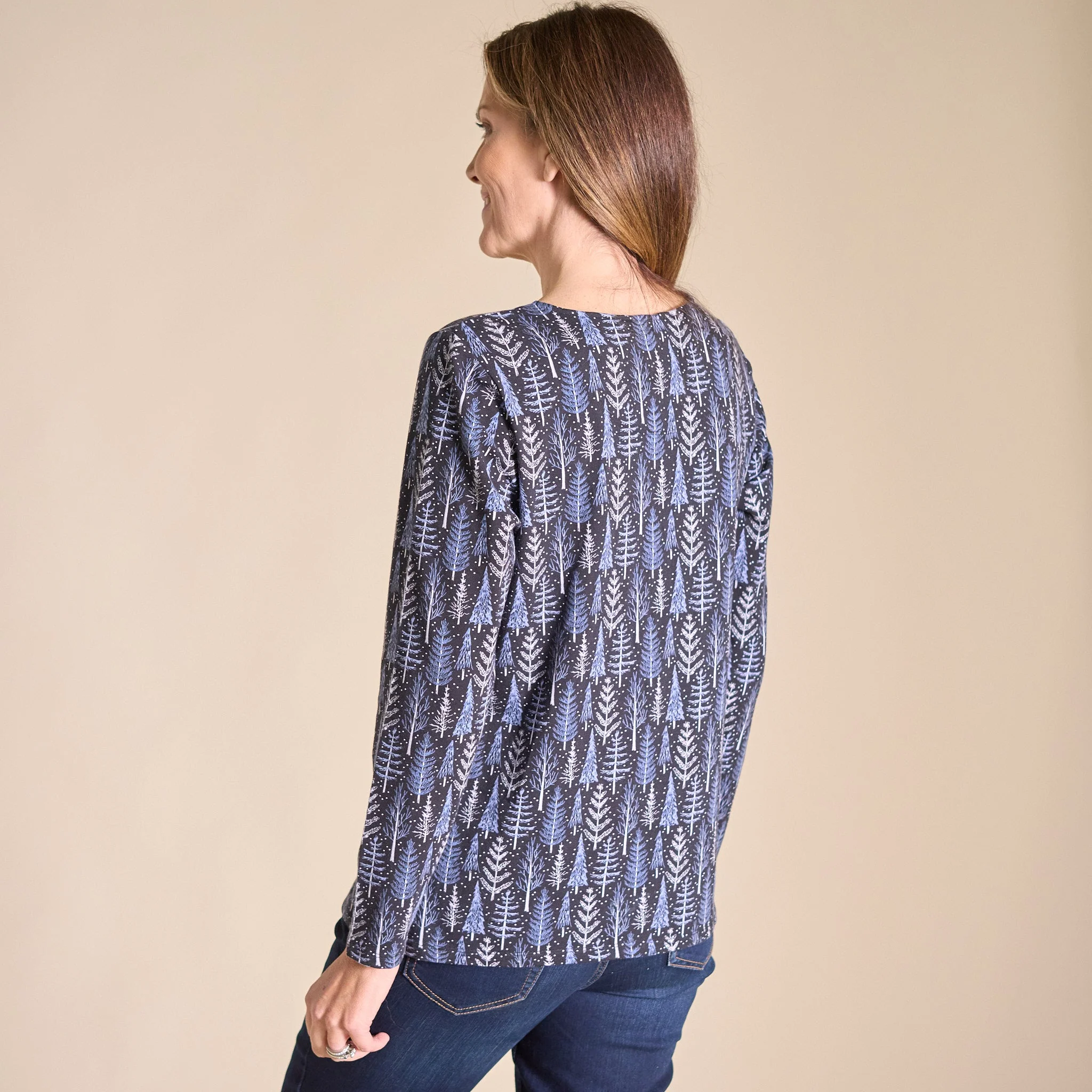 Christopher & Banks Festive Tree Print Long Sleeve Tee - Image 3