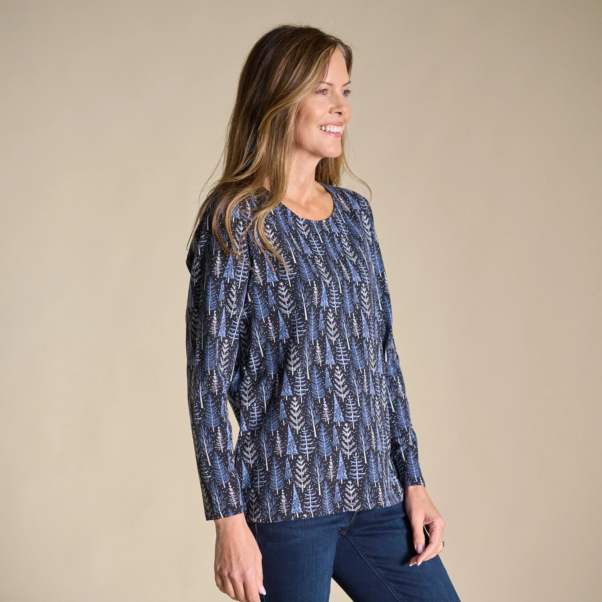 Christopher & Banks Festive Tree Print Long Sleeve Tee - Image 4