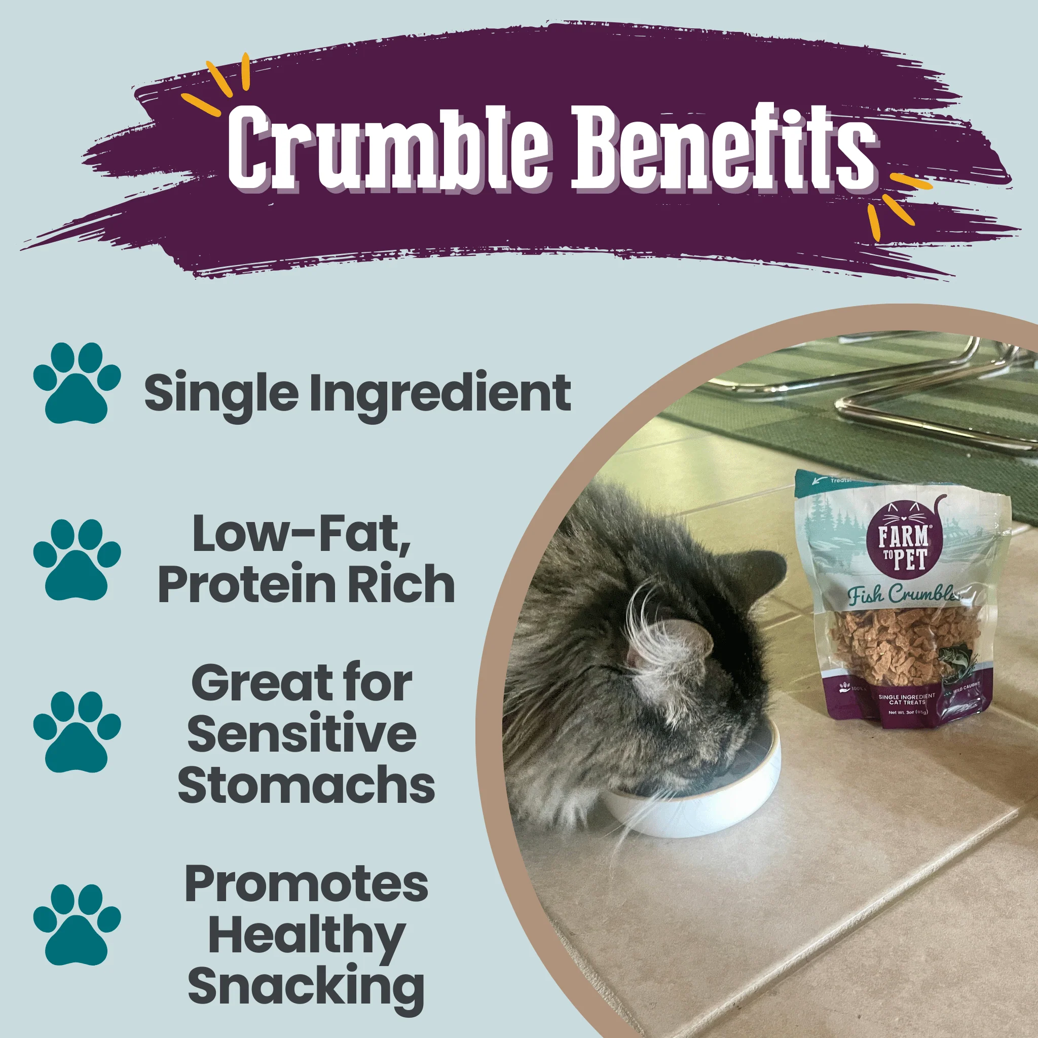 Farm To Pet All-Natural Fish Crumbles Cat Treats - Image 5