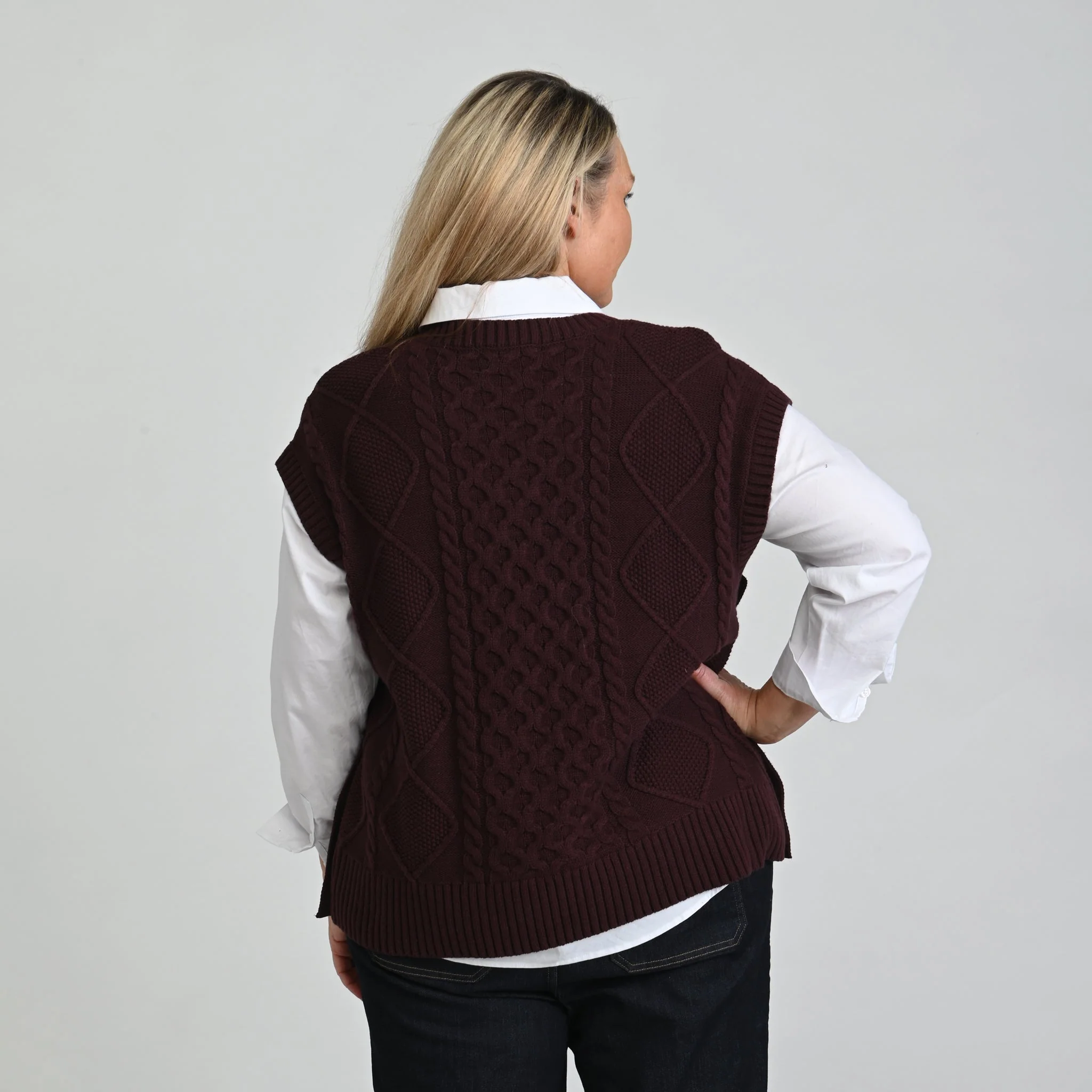 Christopher & Banks Fisherman Stitch Pullover Vest - Image 10