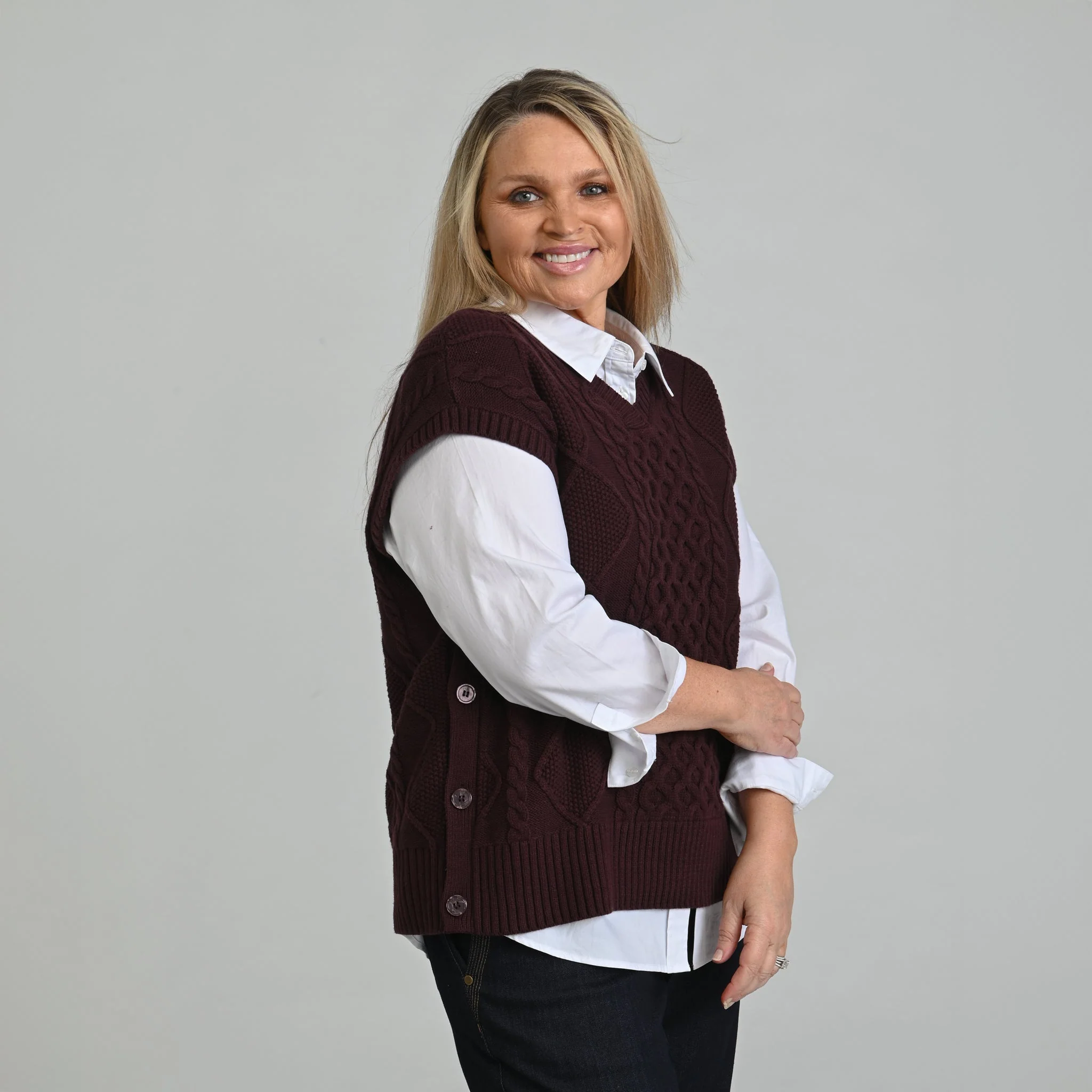 Christopher & Banks Fisherman Stitch Pullover Vest - Image 11