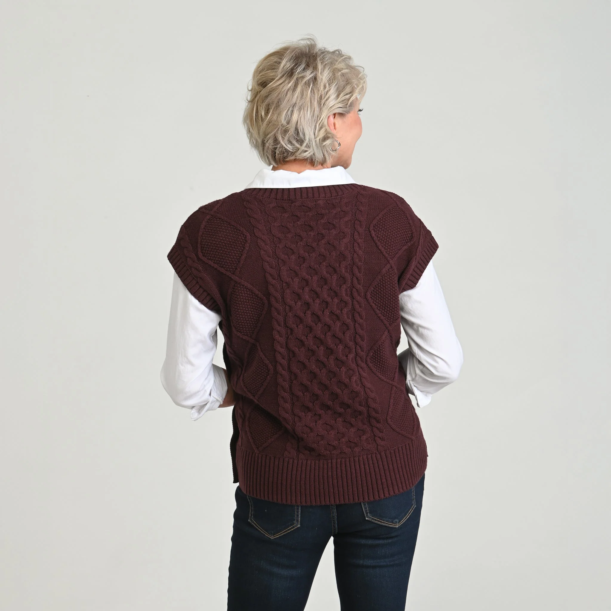 Christopher & Banks Fisherman Stitch Pullover Vest - Image 4