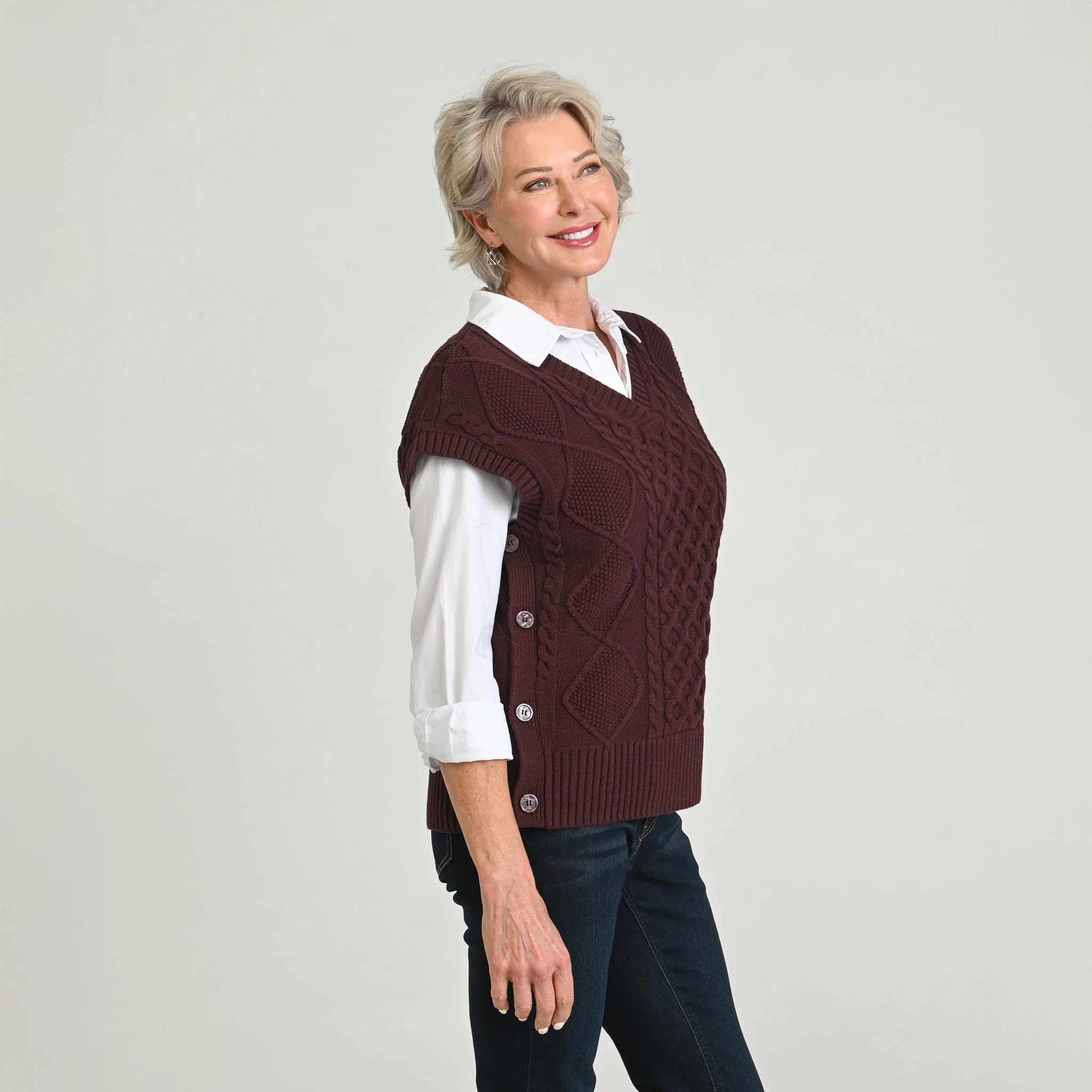 Christopher & Banks Fisherman Stitch Pullover Vest - Image 5