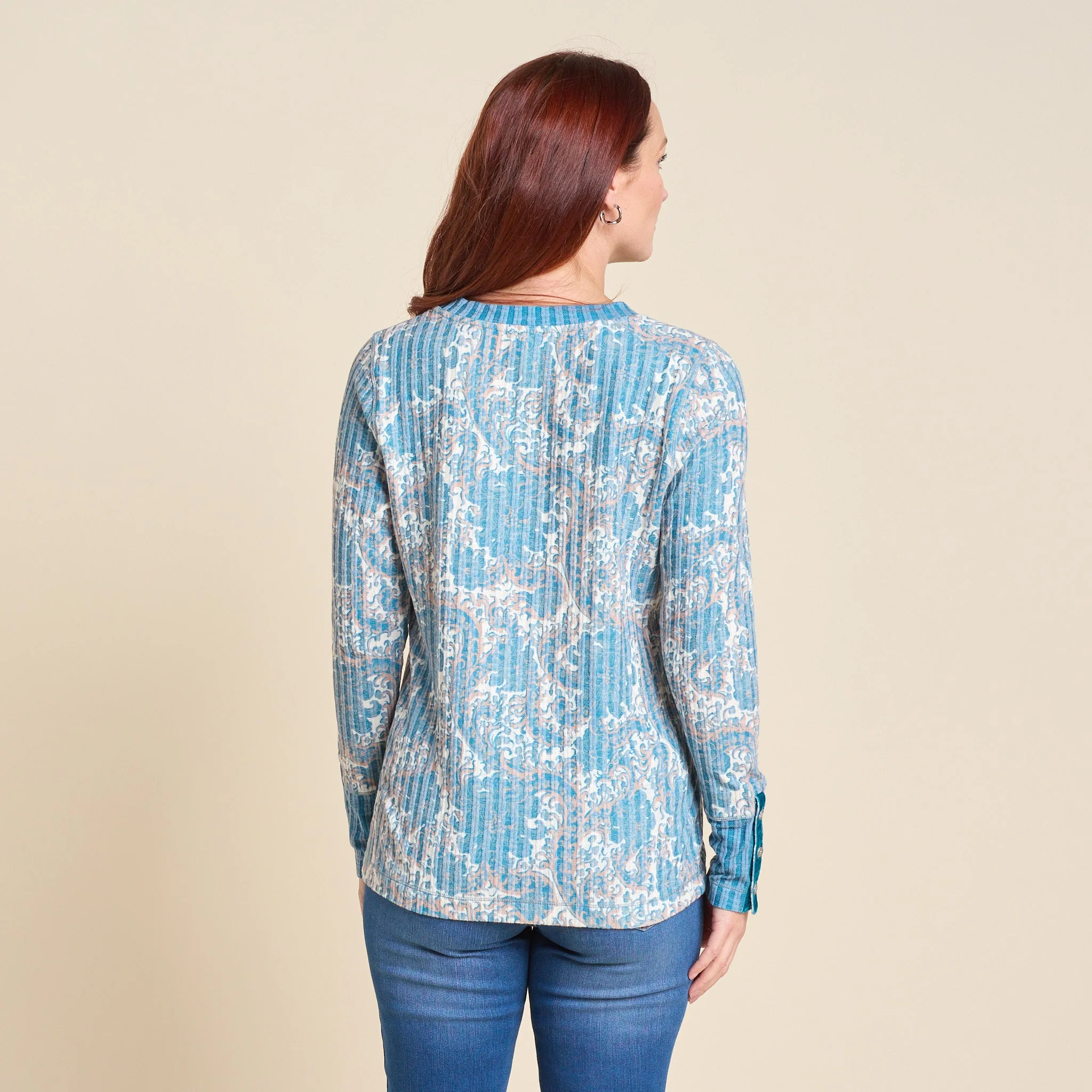 Christopher & Banks Floral Print Rib Knit Long Sleeve Tee - Image 4