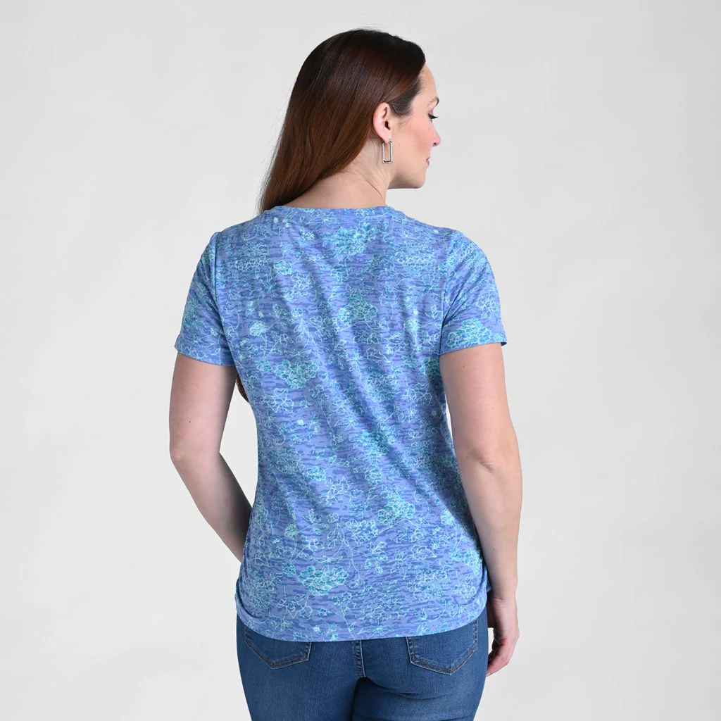 Christopher & Banks Floral Print Side Cinched Short Sleeve Tee - Image 2