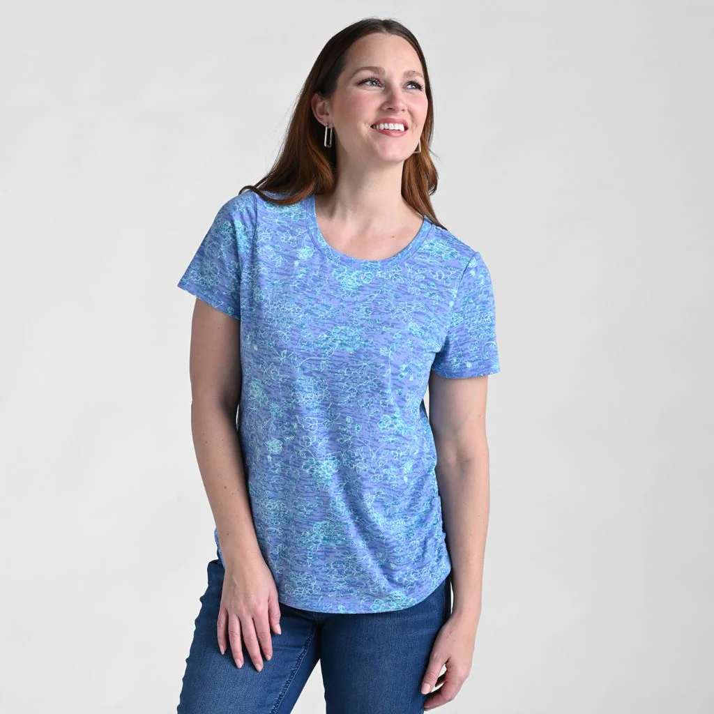 Christopher & Banks Floral Print Side Cinched Short Sleeve Tee - Image 4