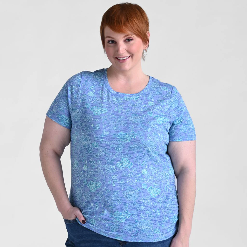 Christopher & Banks Floral Print Side Cinched Short Sleeve Tee - Image 5