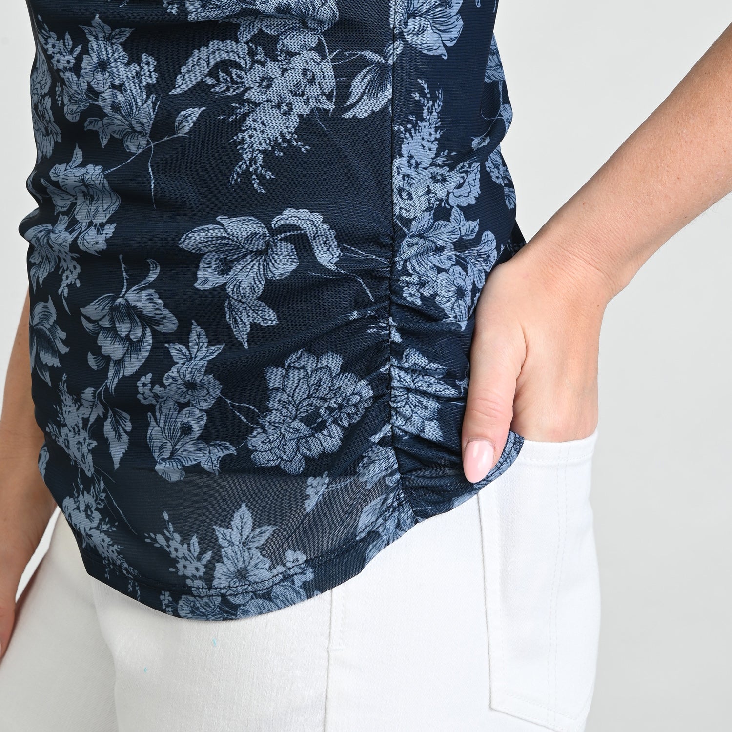 Christopher & Banks Floral Print Twist Neck Mesh Top - Image 5