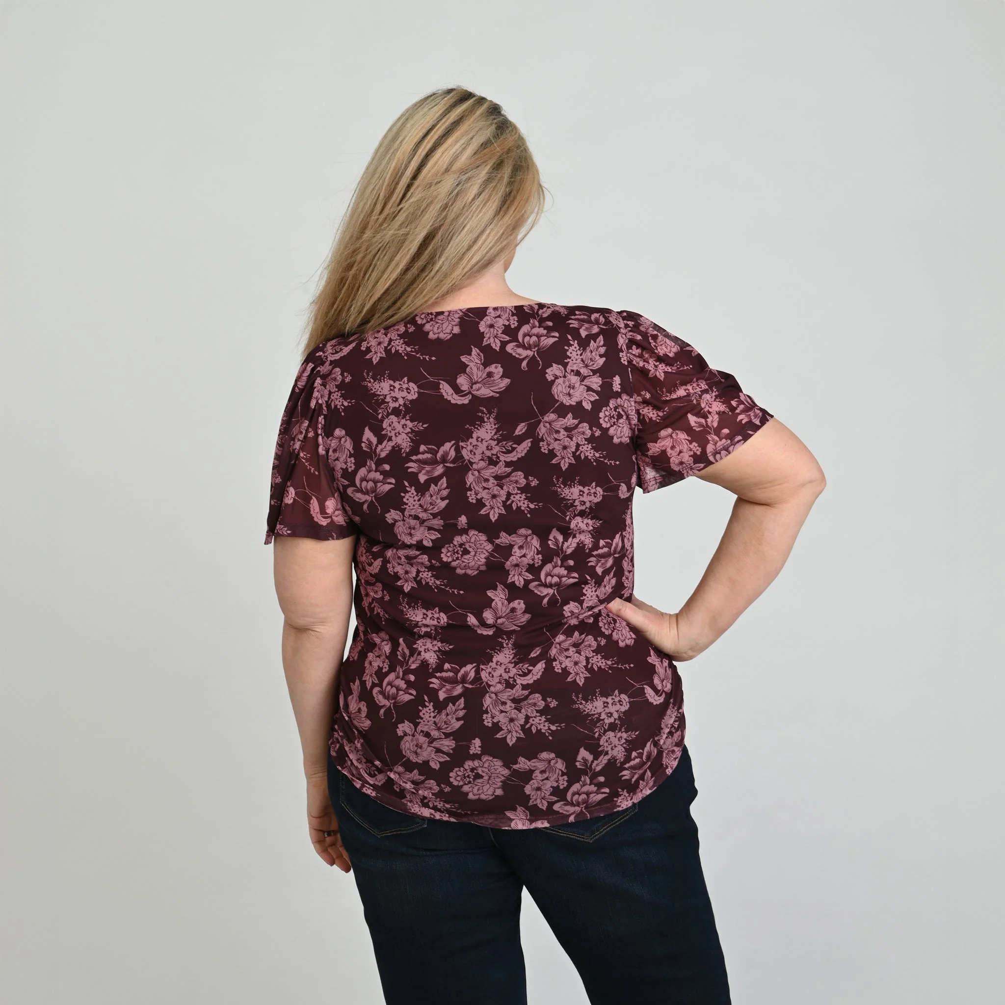 Christopher & Banks Floral Print Twist Neck Mesh Top - Image 8
