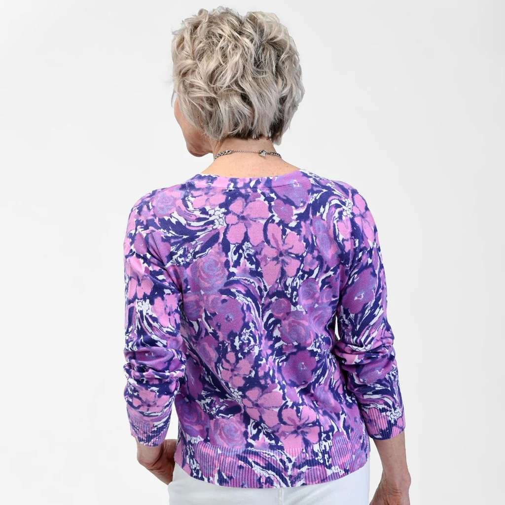 Christopher & Banks Floral Print V Neck Cardigan - Image 2