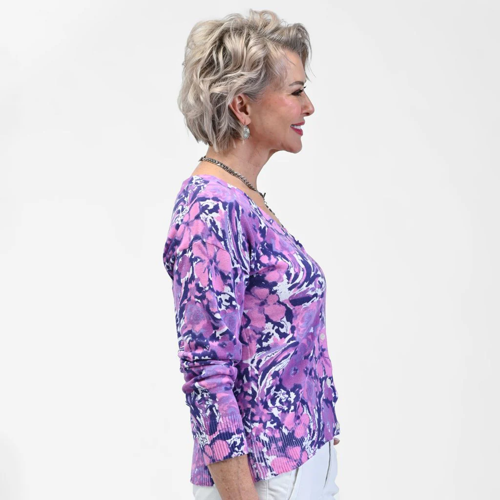 Christopher & Banks Floral Print V Neck Cardigan - Image 3
