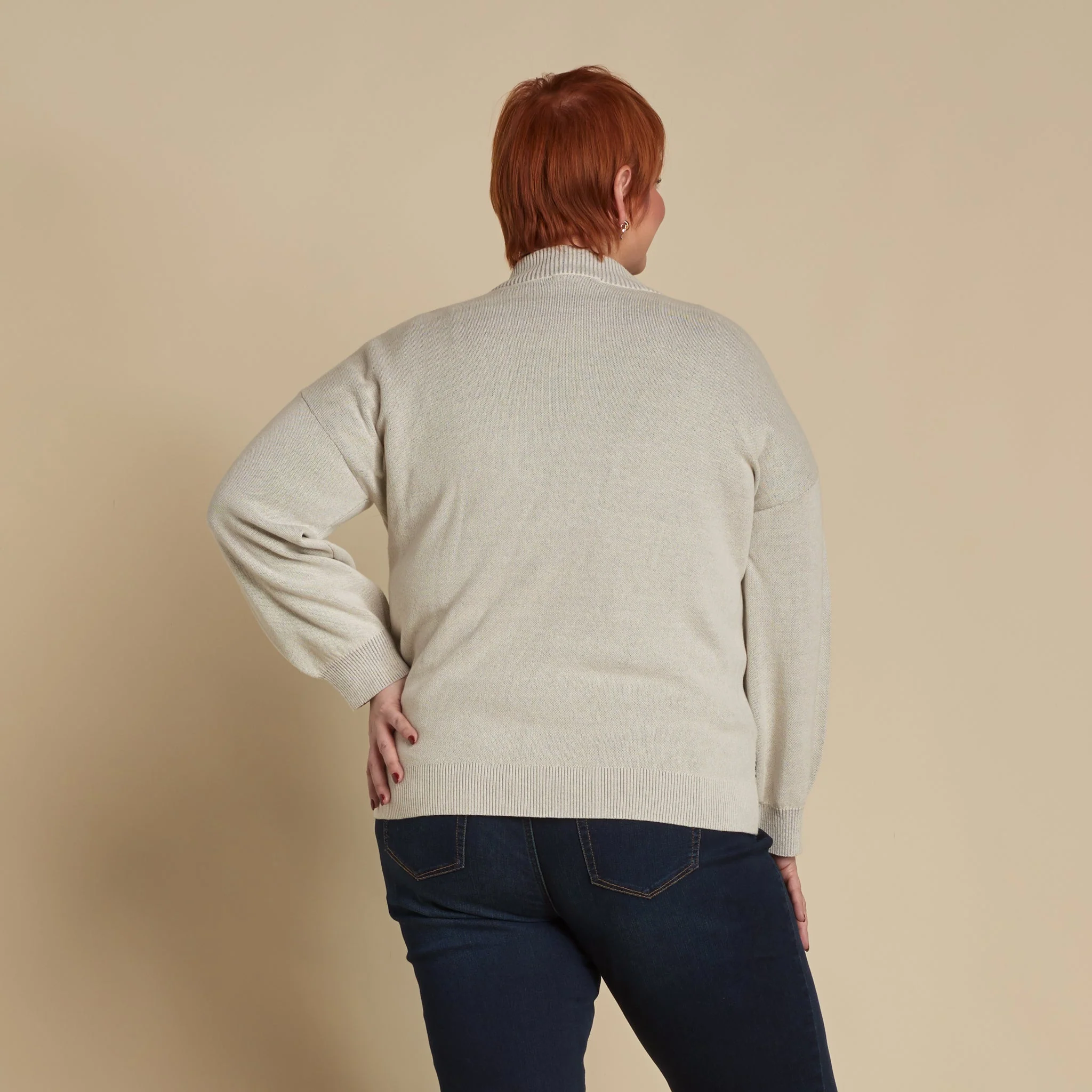 Christopher & Banks Floral Printed Mock Neck Cardigan - Image 3