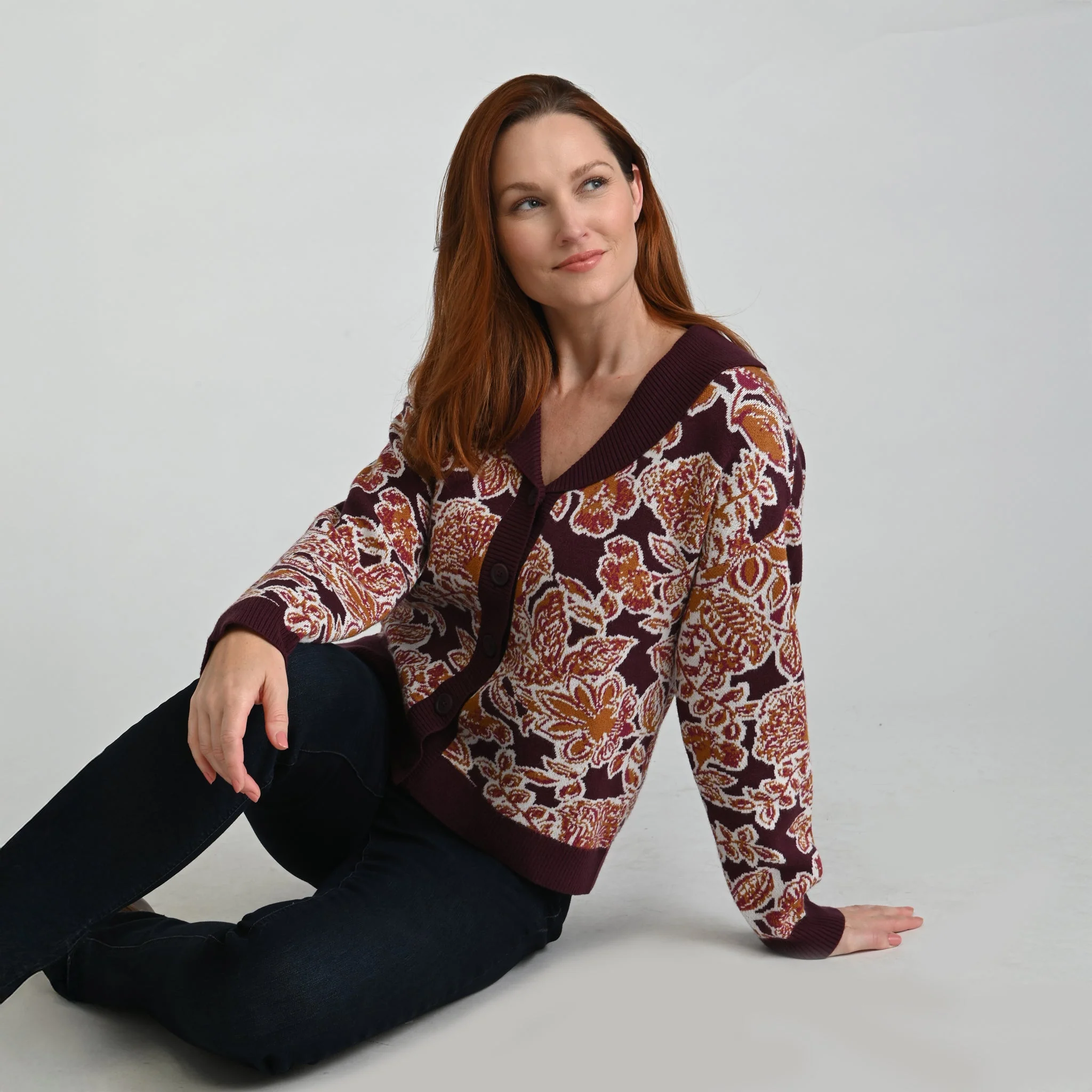 Christopher & Banks Floral Shawl Collar Cardigan - Image 5