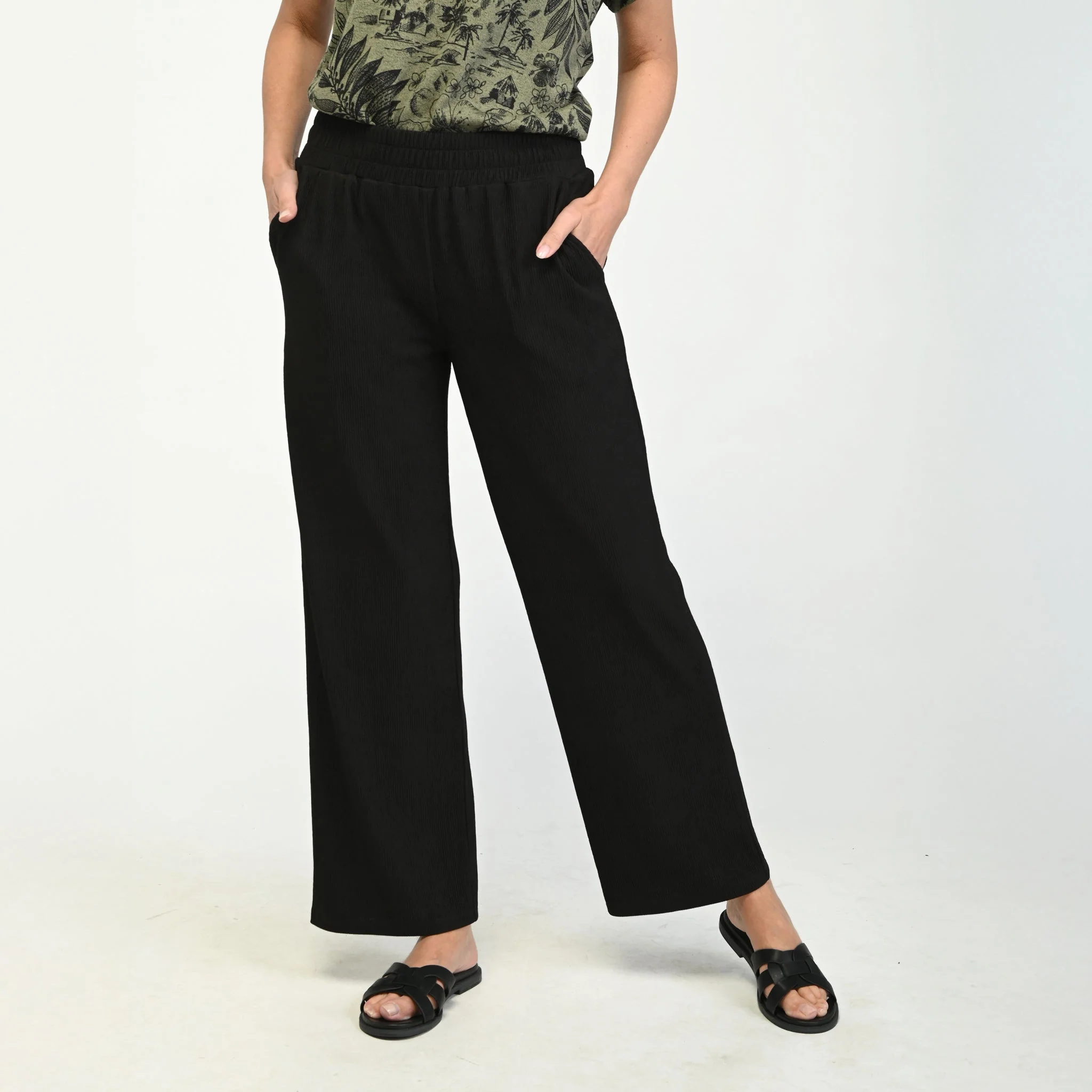 Christopher & Banks Flowy Pull On Ribbed Knit Pant - Image 2