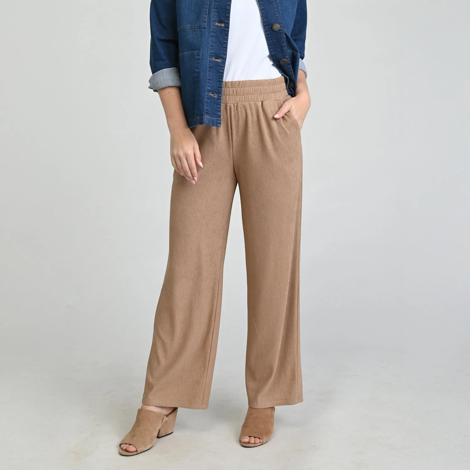 Christopher & Banks Flowy Pull On Ribbed Knit Pant - Image 3