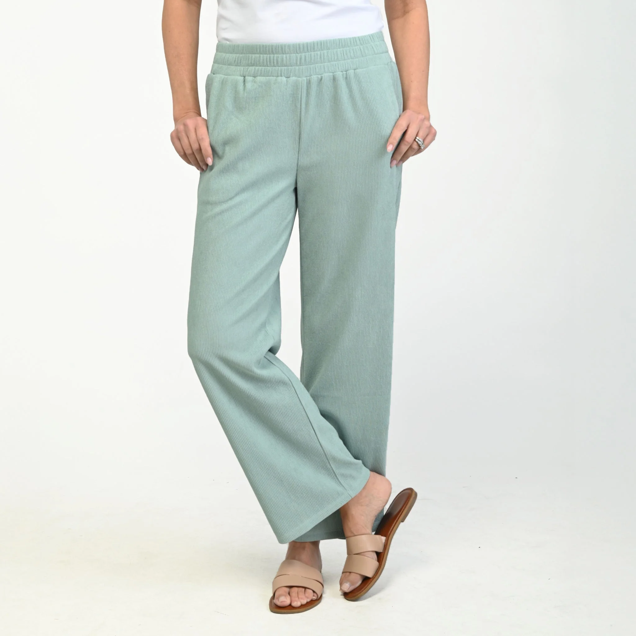 Christopher & Banks Flowy Pull On Ribbed Knit Pant - Image 4